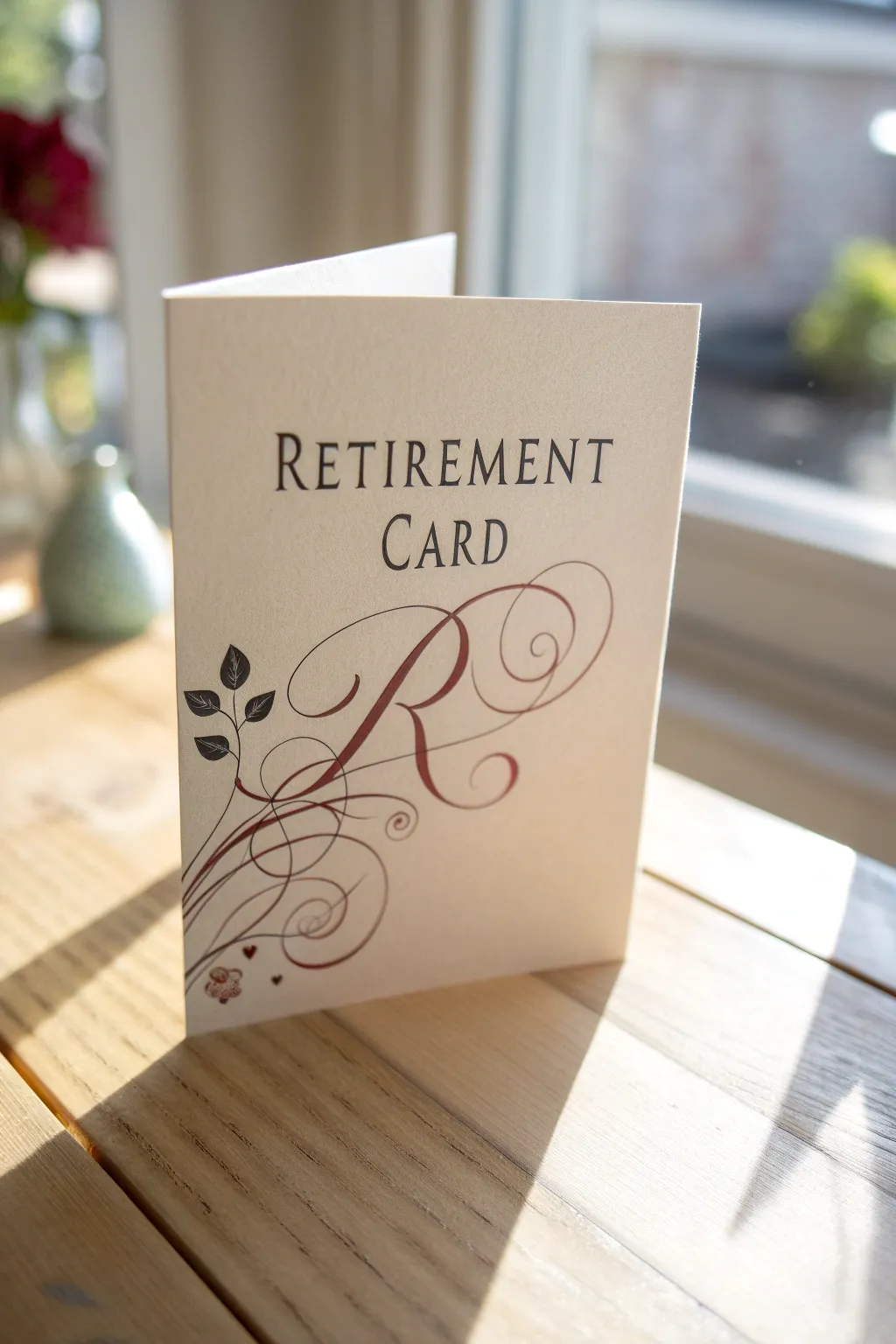 Add a touch of elegance to your retirement cards with exquisite calligraphy charm.