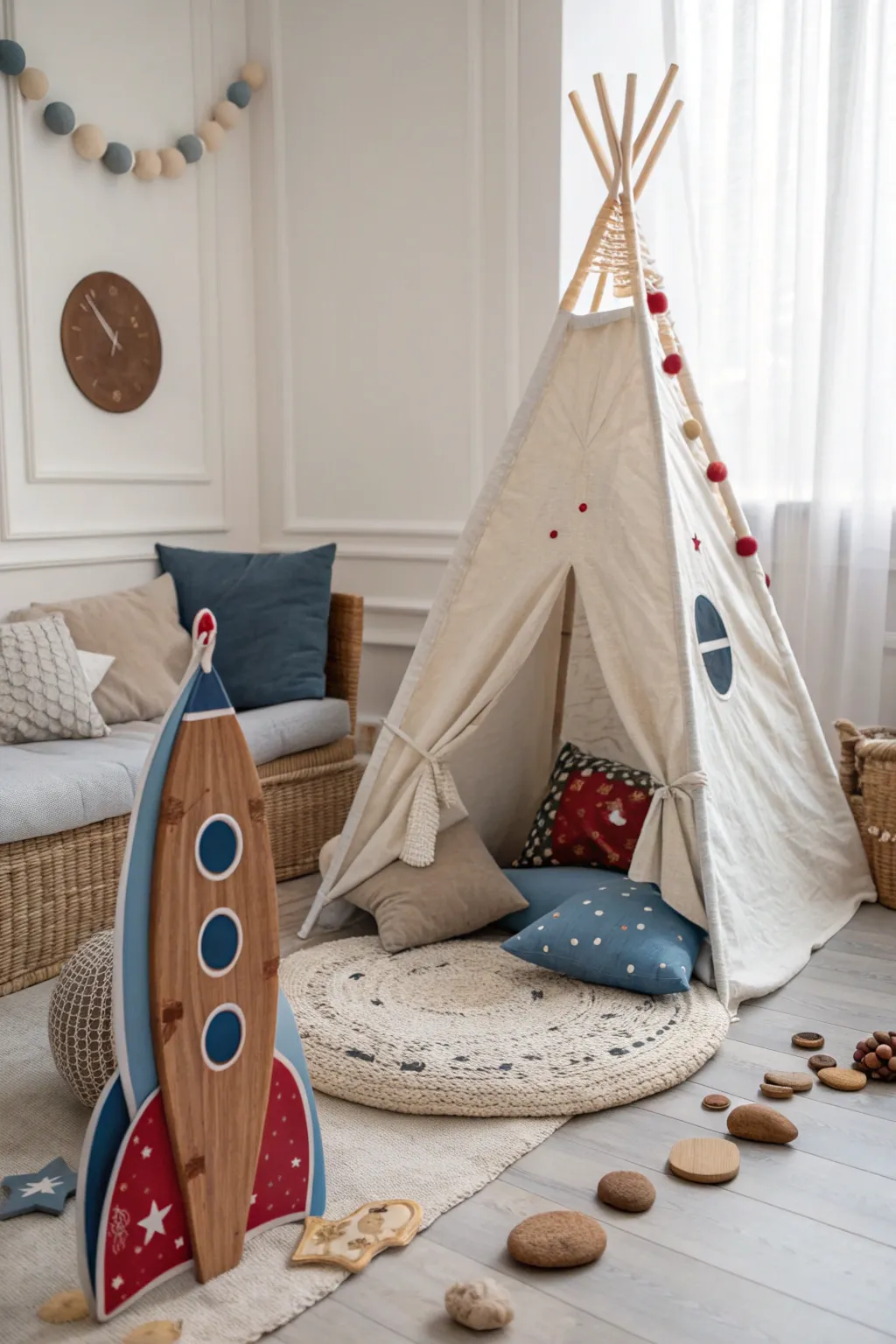 Launch into imagination with a Rocket Ship Obstacle Course—where minimalist design meets playful adventure!