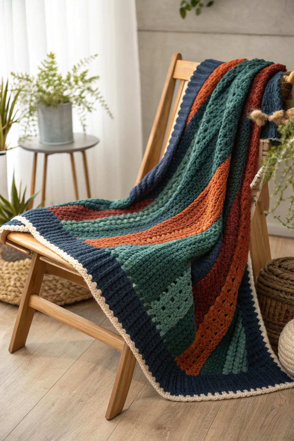 Explore the art of texture with this stunning temperature blanket, where bold colors meet intricate craftsmanship.