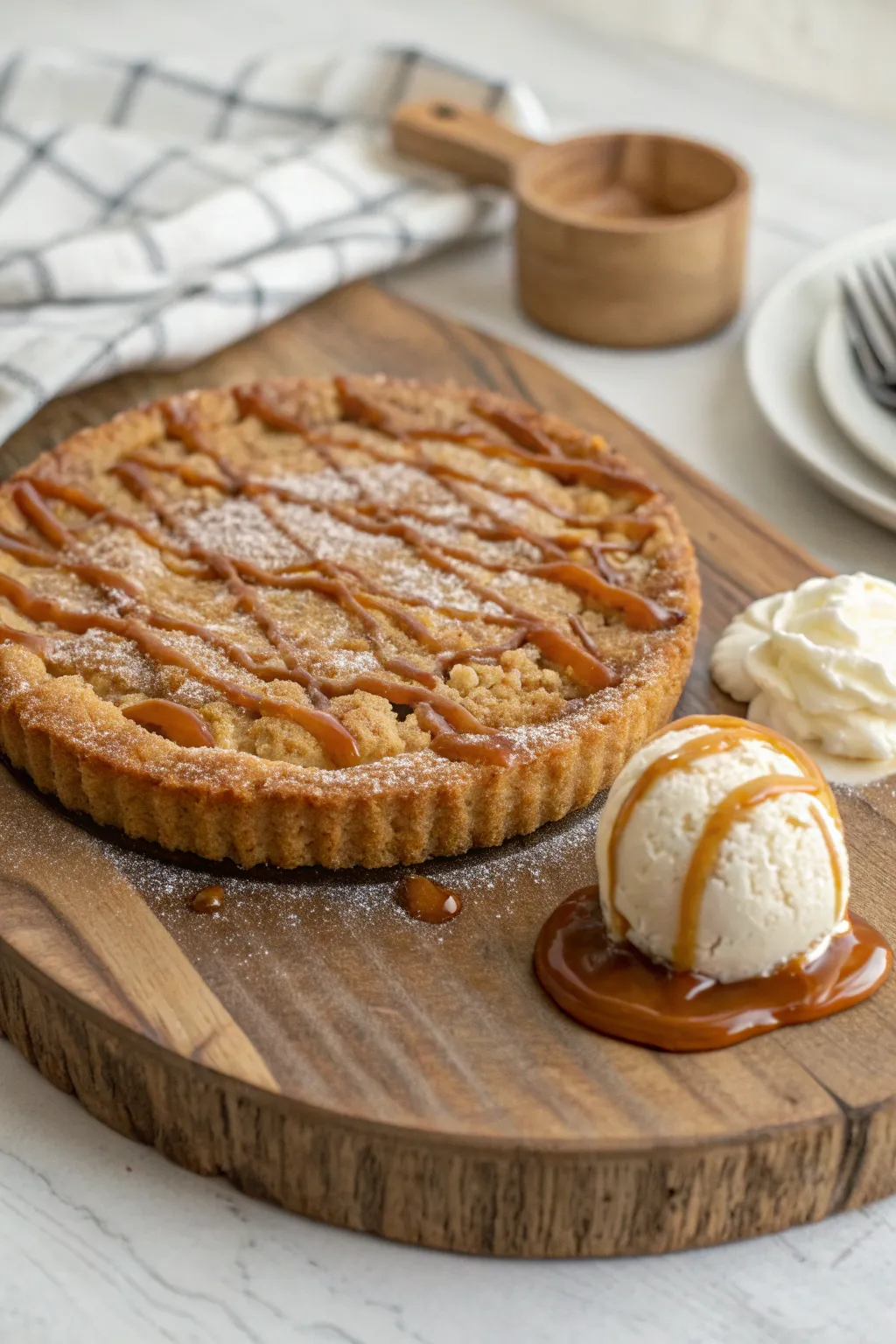 Indulge in the sweet and salty perfection of our salted caramel cookie cake, a minimalist delight with a bold twist.