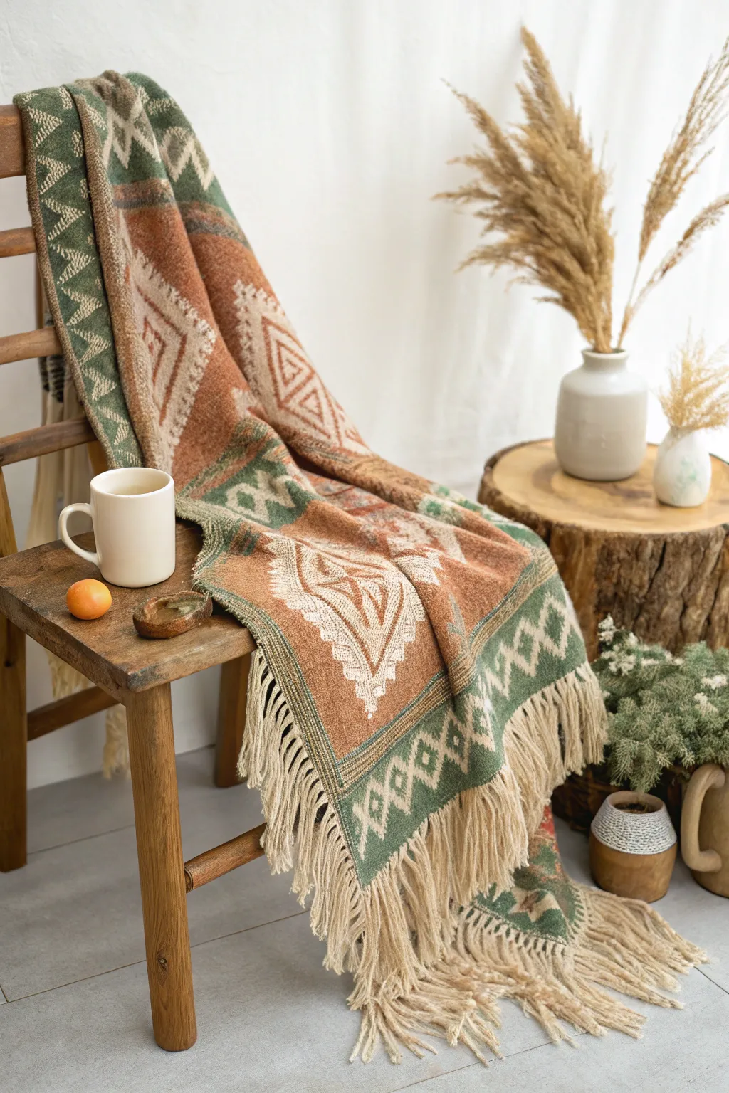 Wrap yourself in bohemian bliss with this artisanal tie knot blanket—perfect for adding warmth and style to any space.