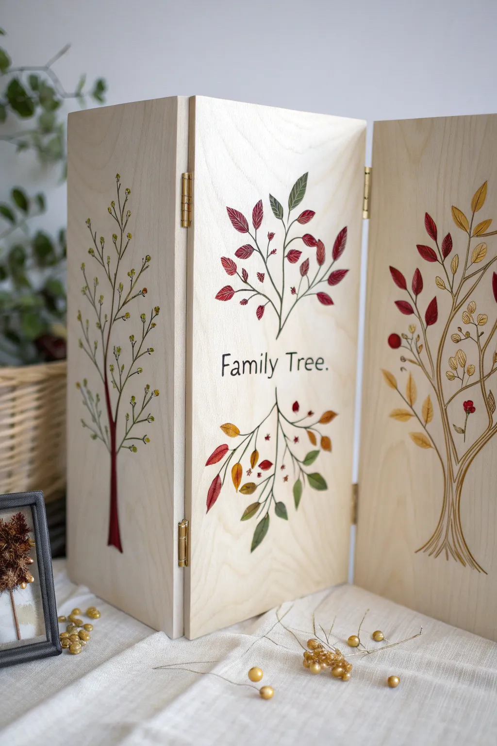 Craft your heritage: A stunning family tree trifold that beautifully blends simplicity and bold elegance.