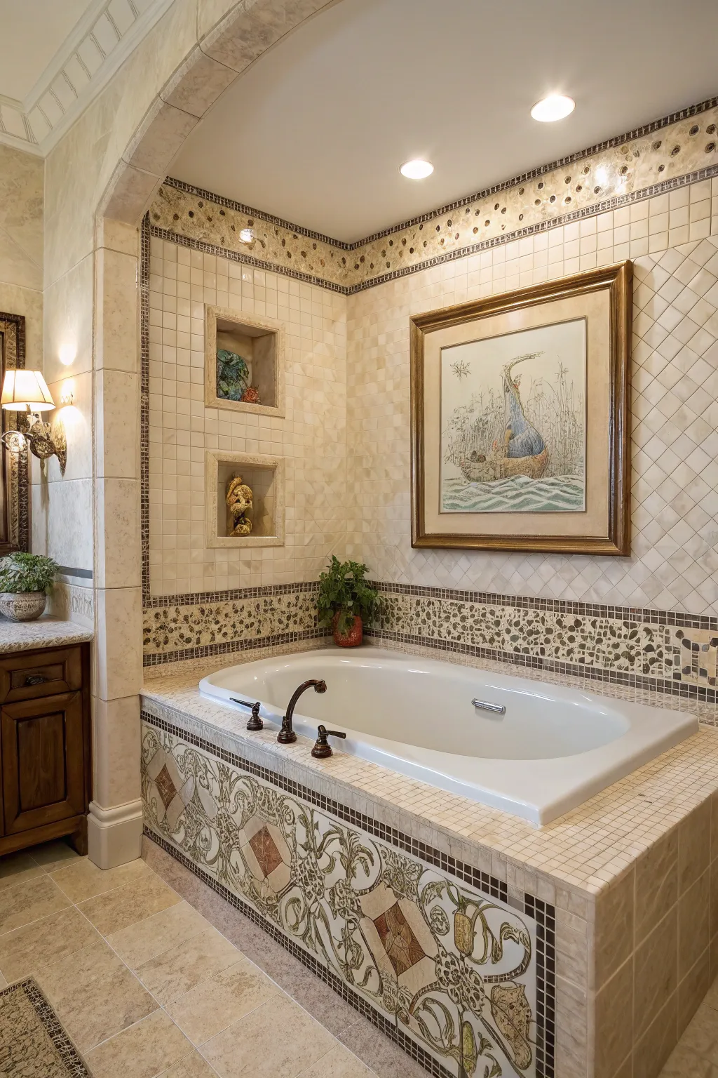 Mosaic tiles turn your tub surround into art.