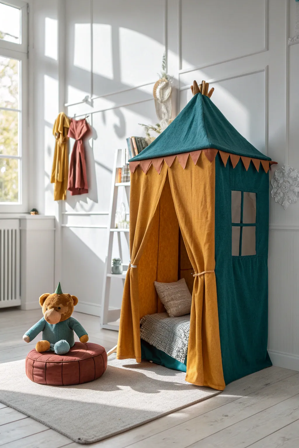 Unleash your child's imagination with this enchanting puppet theater crafted from upcycled sweatshirts, where Nordic elegance meets playful creativity.