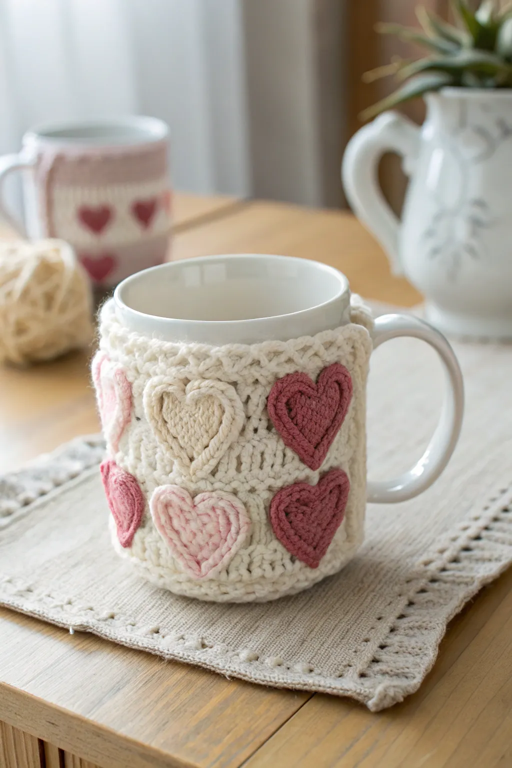 Wrap your mug in love with this charming crochet cozy—perfect for a cozy Valentine's Day morning.