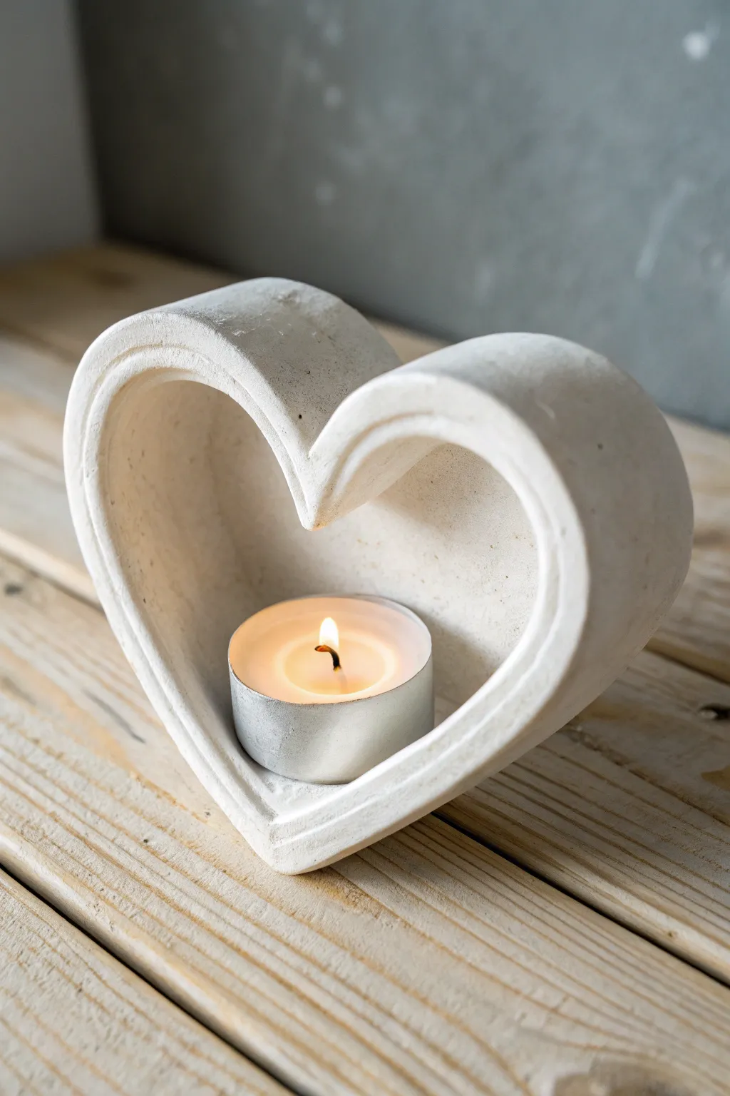 Embrace the romantic glow with a handcrafted heart-shaped candle holder, where simplicity meets natural elegance.