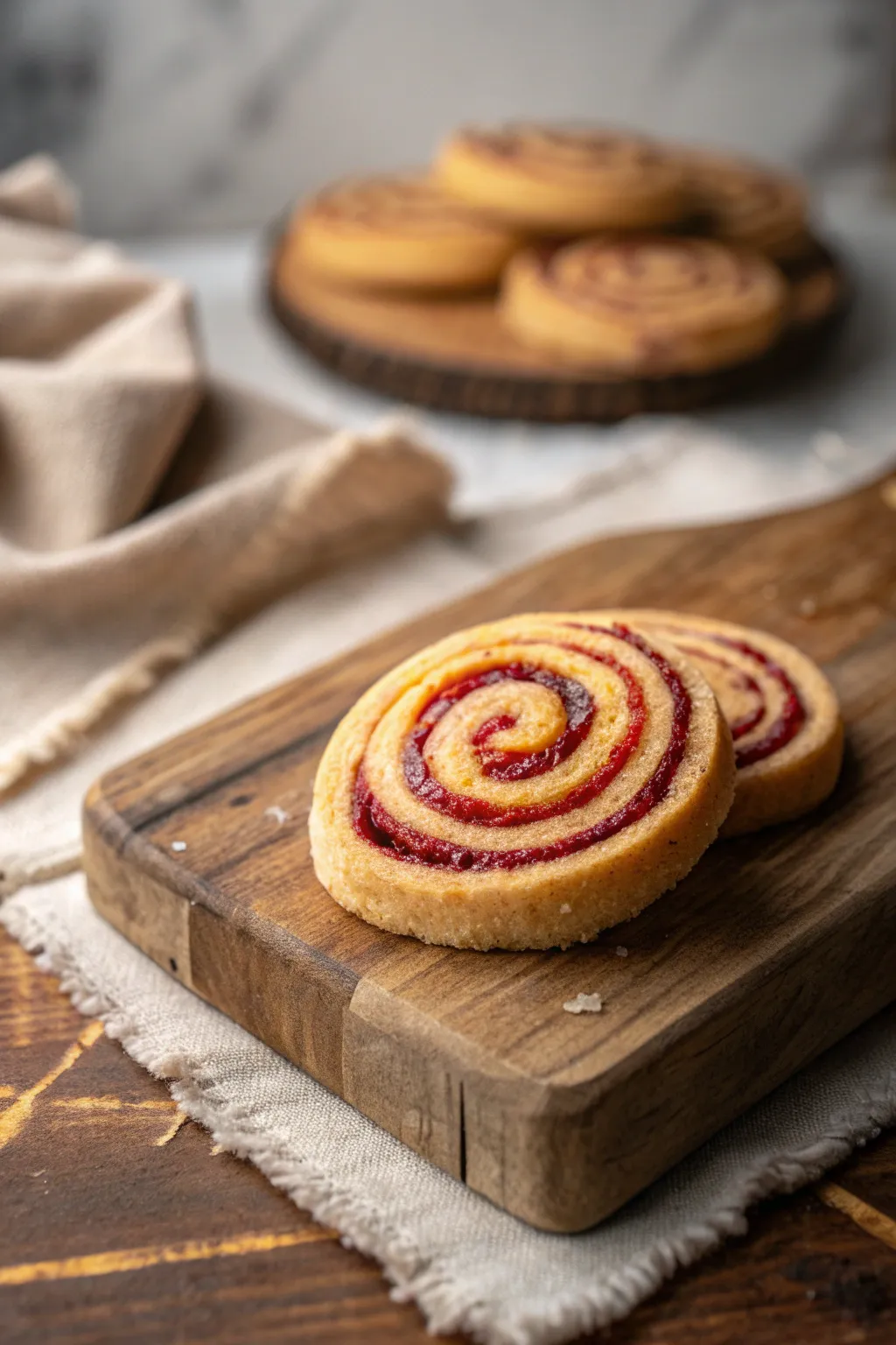 Crafted beauty in every swirl – indulge in the art of spiral jam cookies.