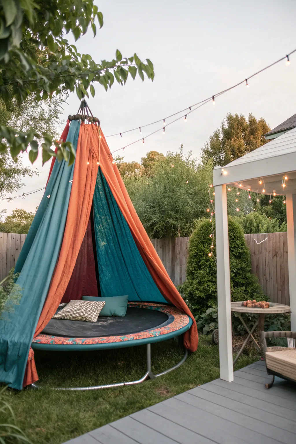 Transform your old trampoline into a stunning backyard tent for magical outdoor adventures!