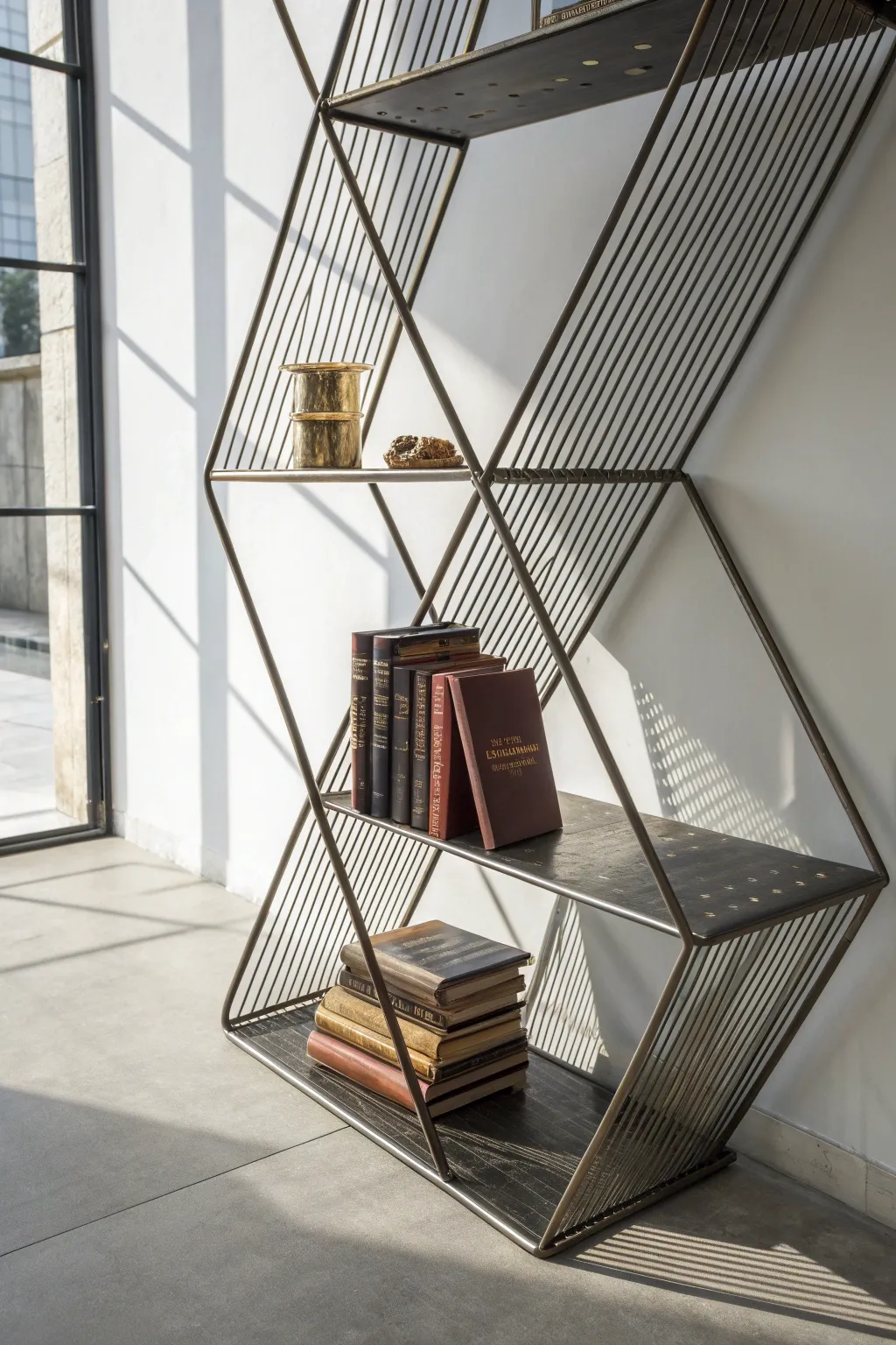 Break away from the ordinary with dynamic angled wire shelves. #InteriorInspiration #ModernDesign