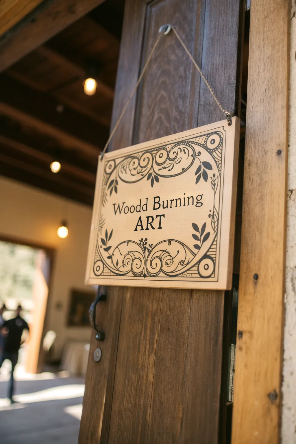 Welcome with Whimsy: A beautifully crafted wooden door sign that adds charm to any entrance.
