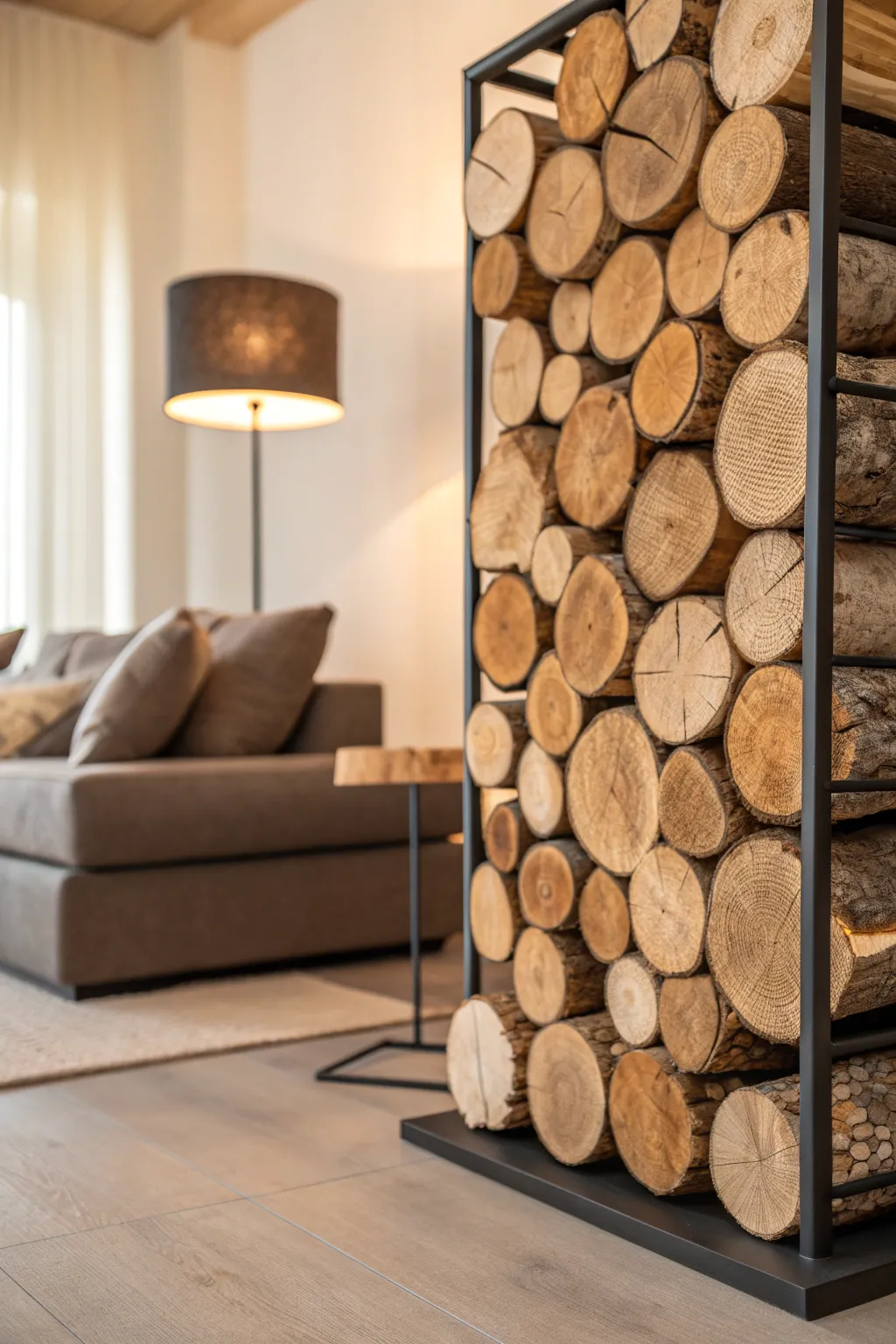 Defy gravity with these stunning floating wood stacks, a magical touch for any modern decor.