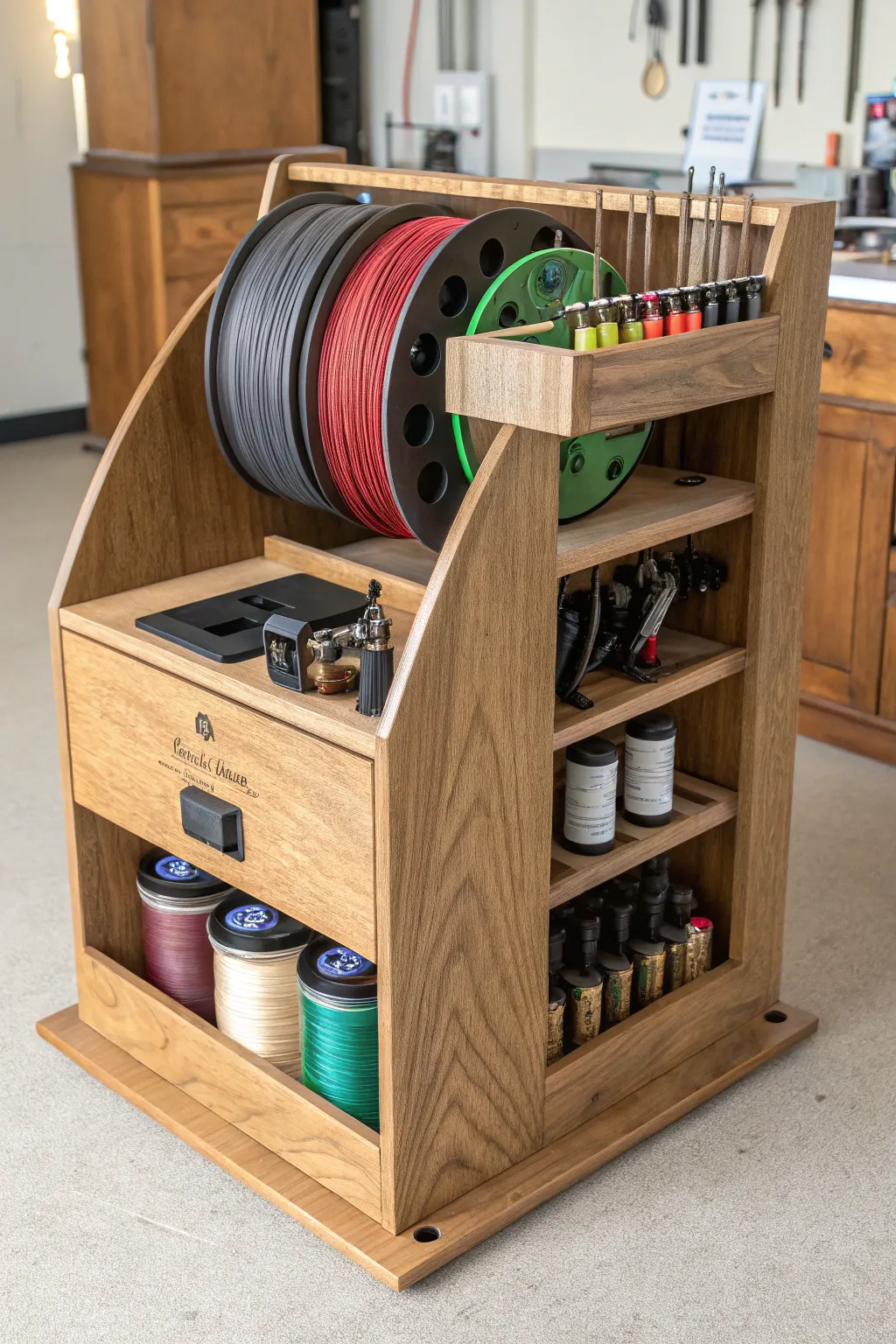 Craftsmanship meets functionality: Elevate your 3D printing space with this stylish and efficient storage solution.