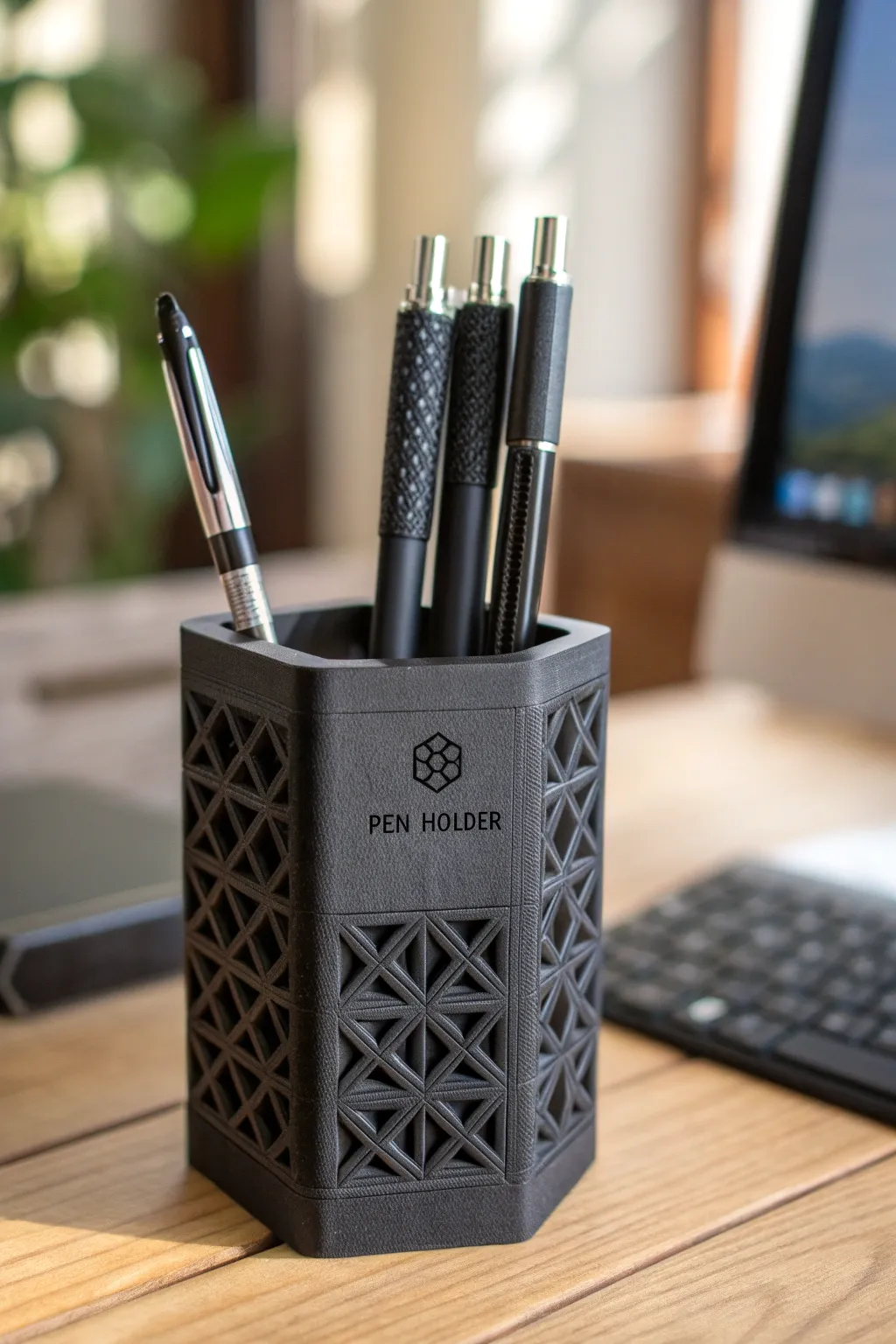 Elevate your workspace with a custom 3D-printed pen holder that speaks volumes about your style.
