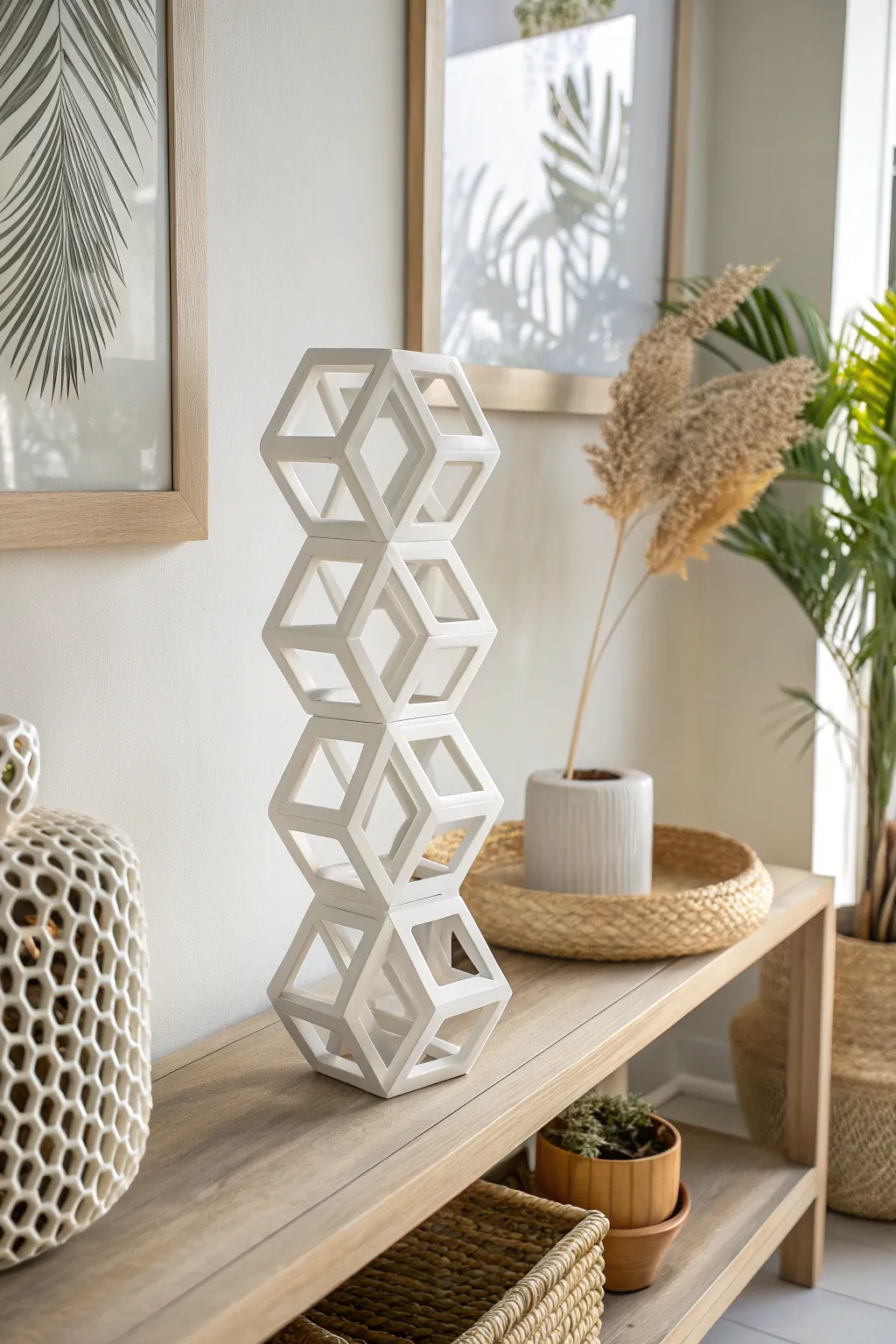 Elevate your space with minimalist elegance: A handcrafted geometric sculpture for a touch of modern artistry.