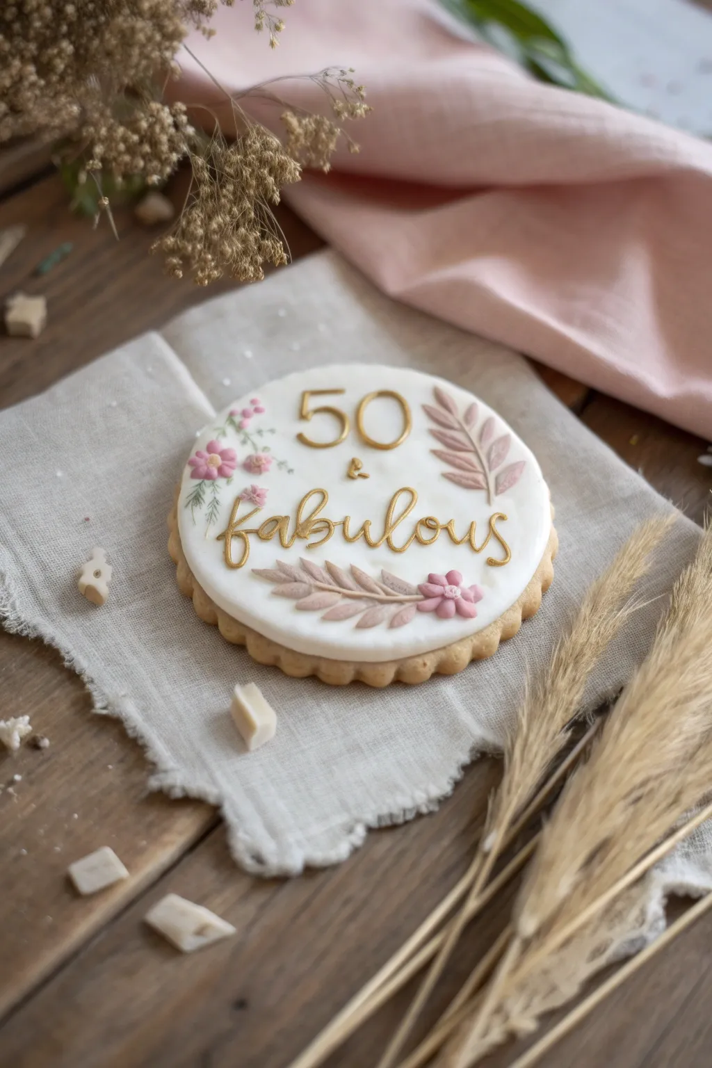 Celebrate in style with a '50 & Fabulous' cookie that doubles as a treat and decoration.