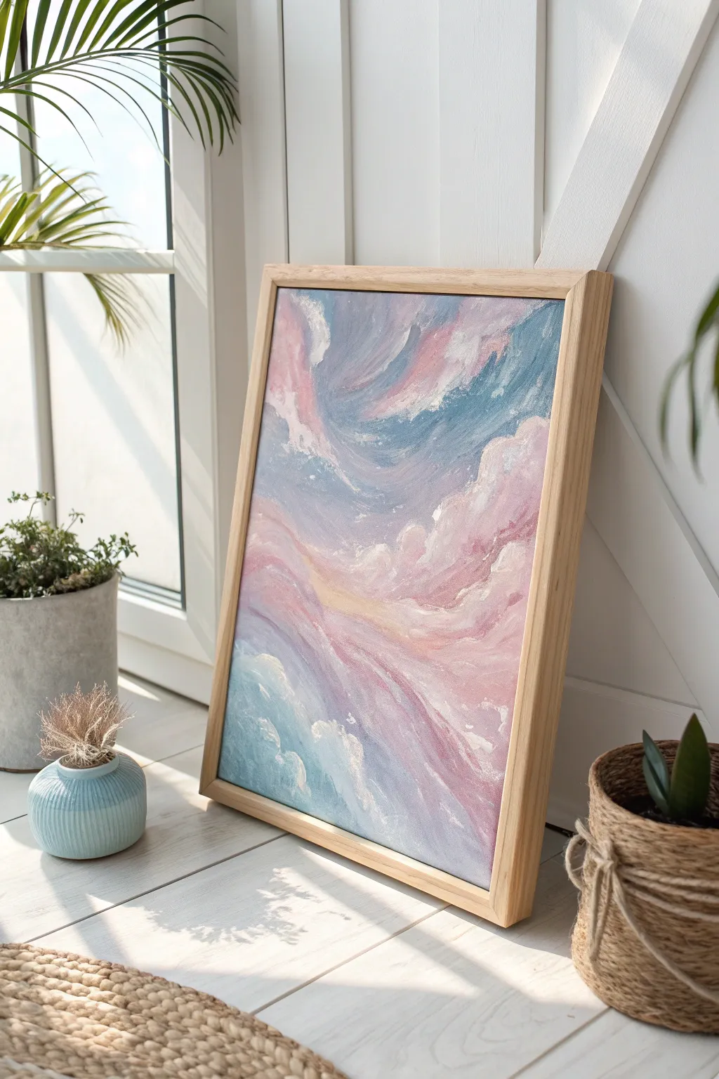 Bring serenity to your space with pastel skies in abstract art.
