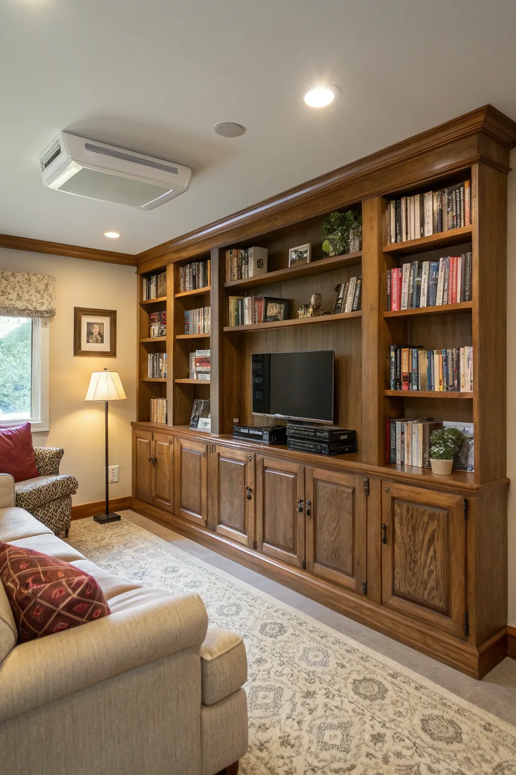 Blend functionality and style by integrating your AC unit into built-in shelving.