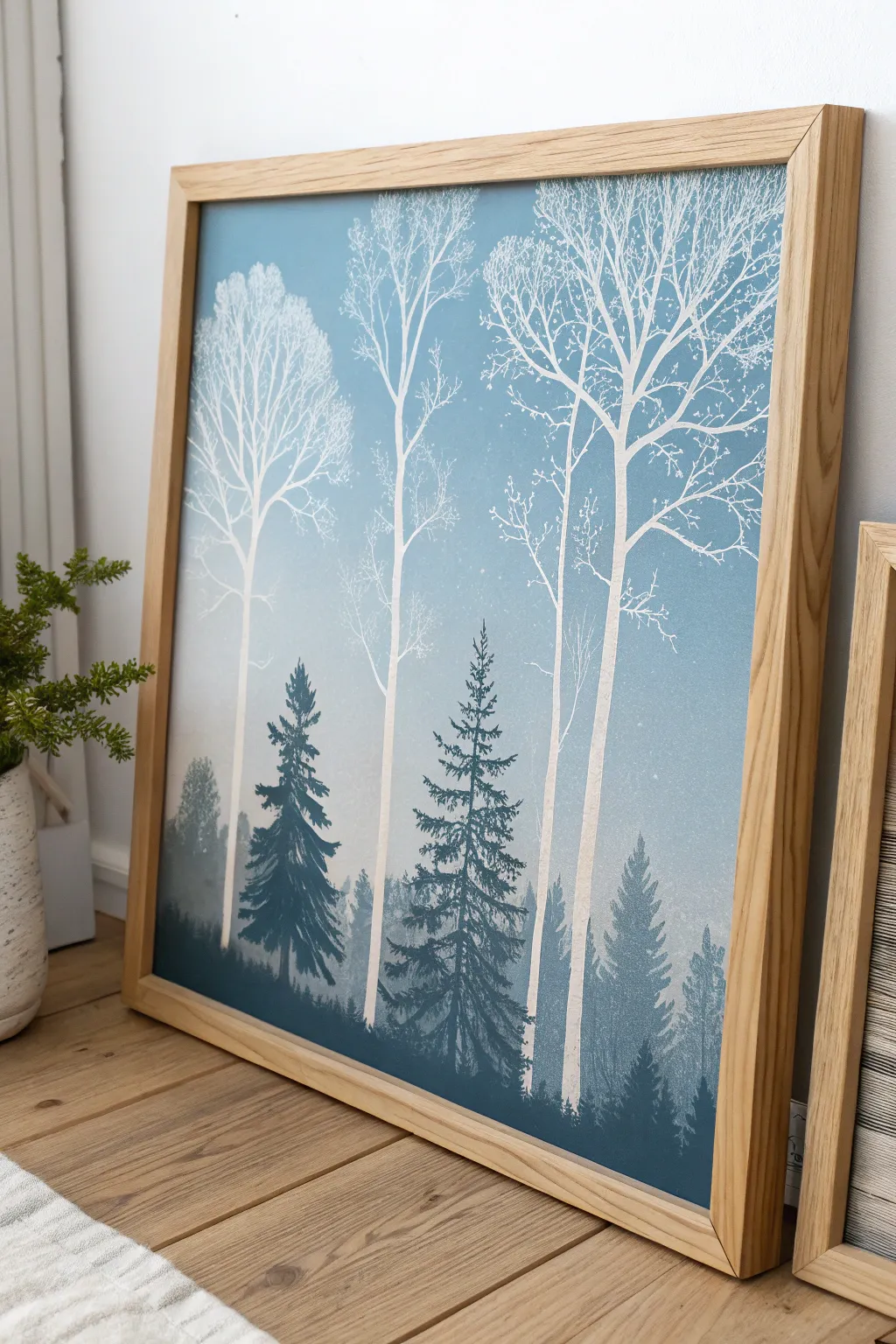 Embrace the tranquility of a mystical forest with this Scandinavian-inspired acrylic masterpiece.