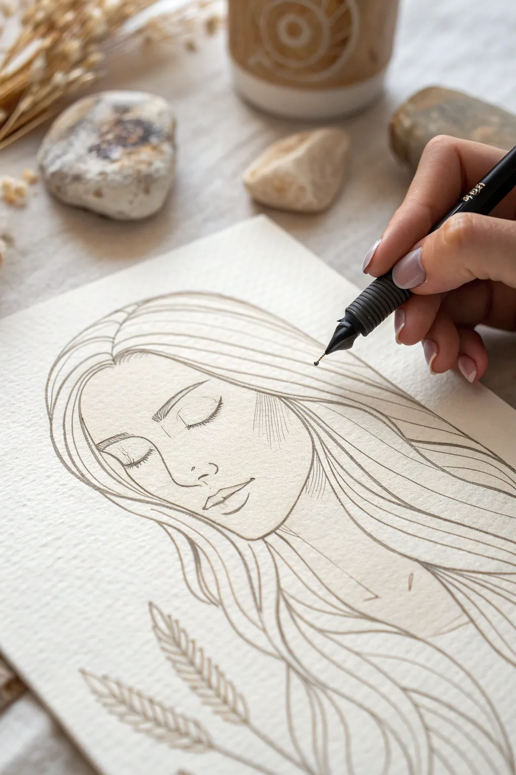 Embrace the beauty of simplicity with this minimalist line art portrait, perfect for adding a touch of elegance to any space.