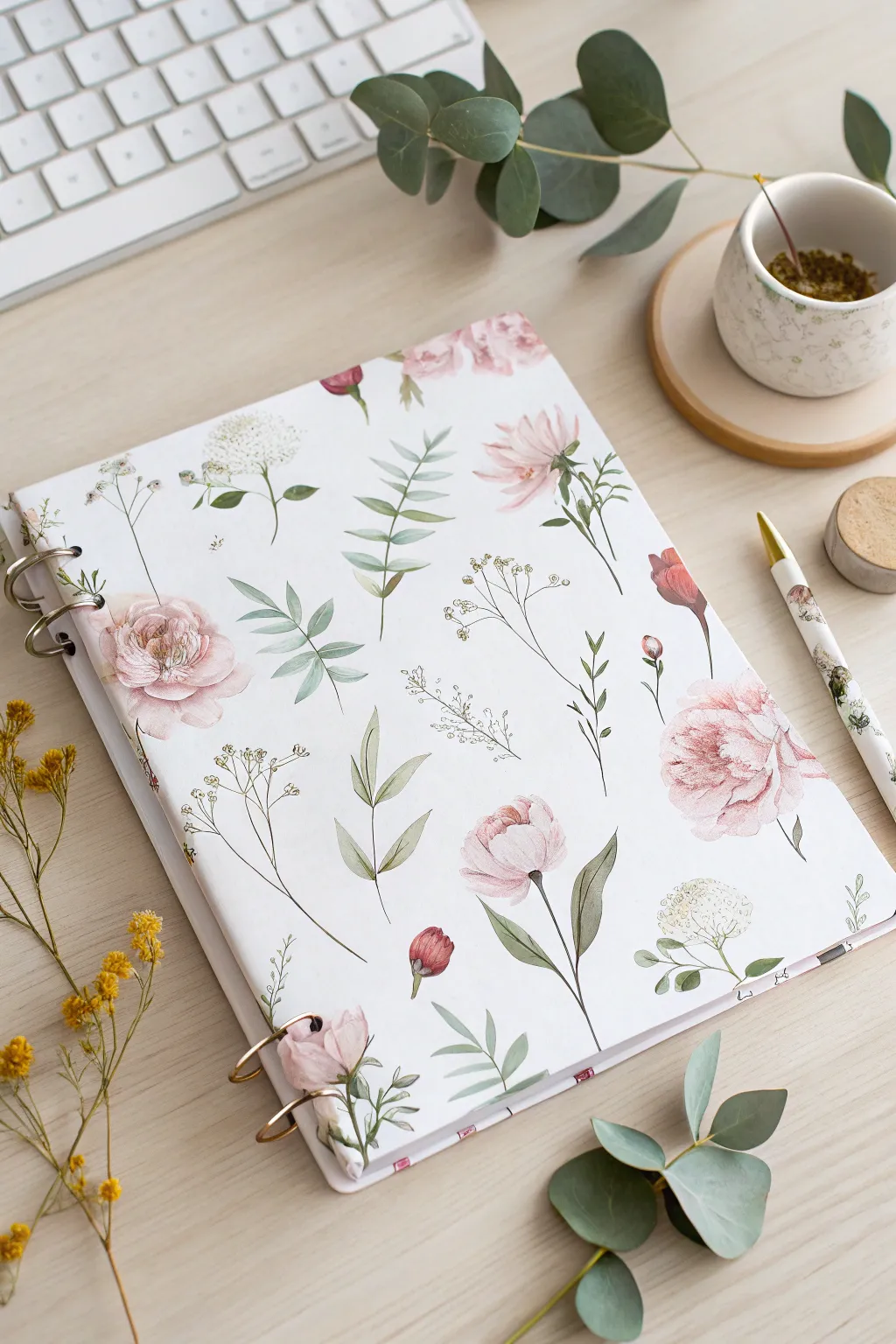 Embrace nature's elegance with this Floral Fantasy binder cover, perfect for adding a touch of serenity to your space.