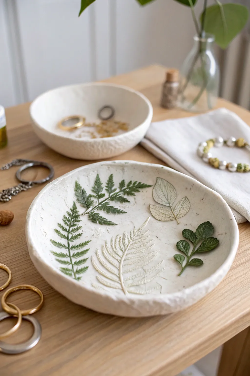 Nature's Elegance: A Leaf Imprint Jewelry Dish that Captures the Beauty of Simplicity.