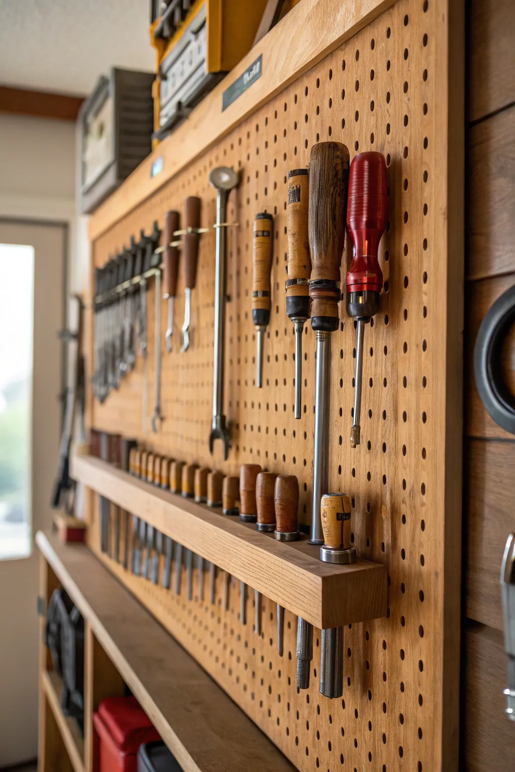 Transform your workspace with pegboard magic - where organization meets craftsmanship.