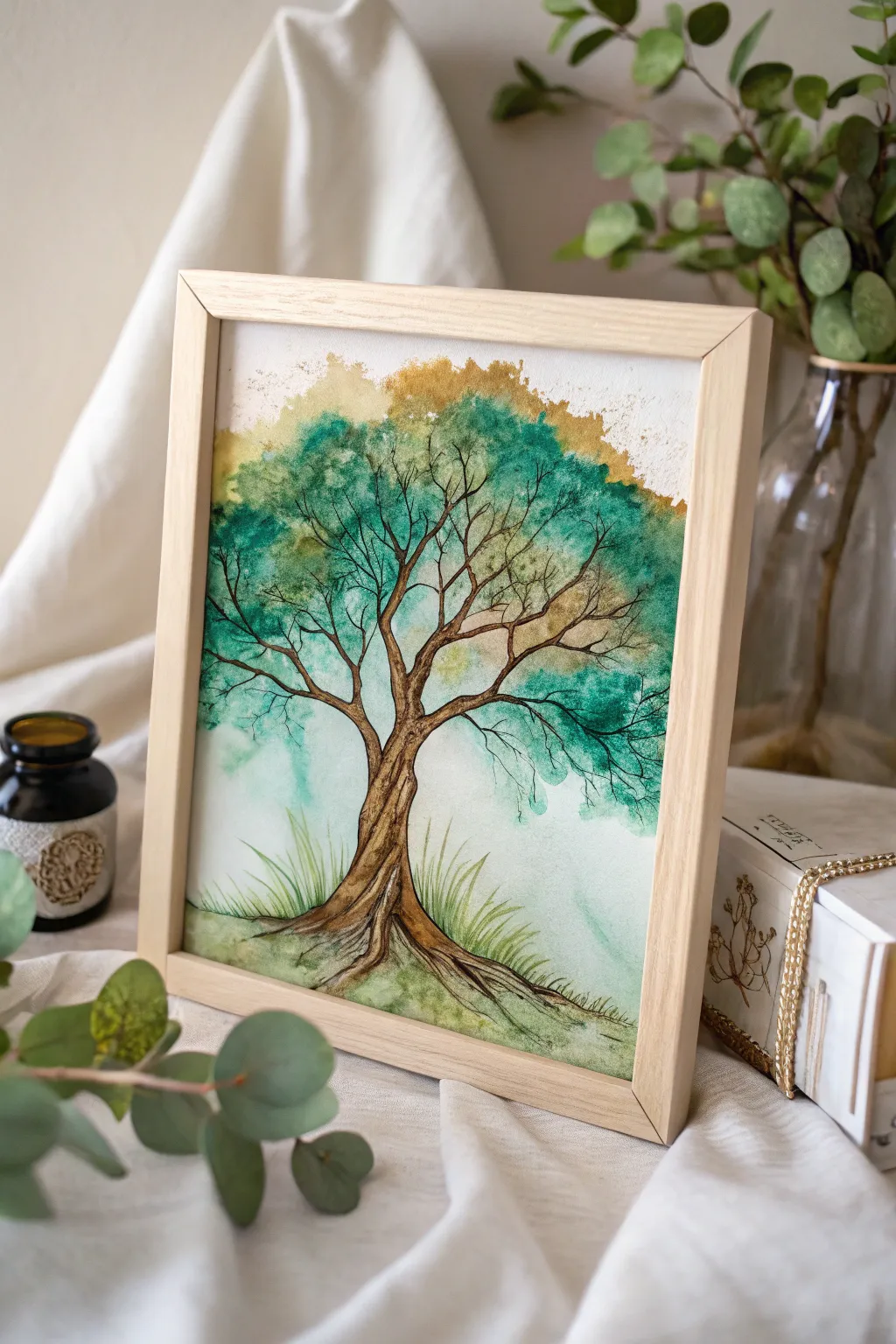 Bring the tranquility of nature indoors with this stunning alcohol ink art, where simplicity meets the elegance of the forest.