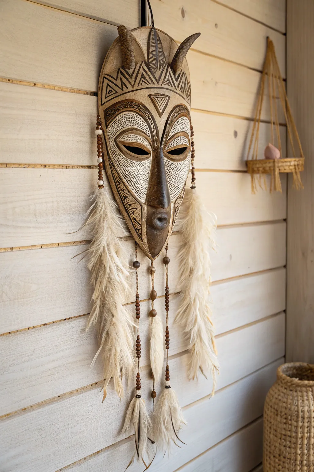 Embrace your wild side with handcrafted elegance: A minimalist animal mask with a boho twist.