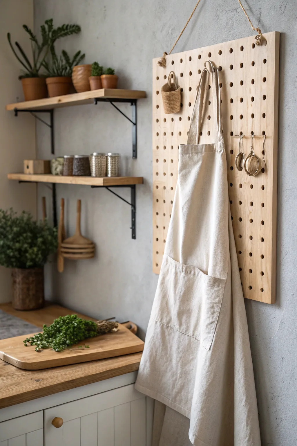 Elevate kitchen organization with a touch of elegance—discover the beauty of functional pegboards.