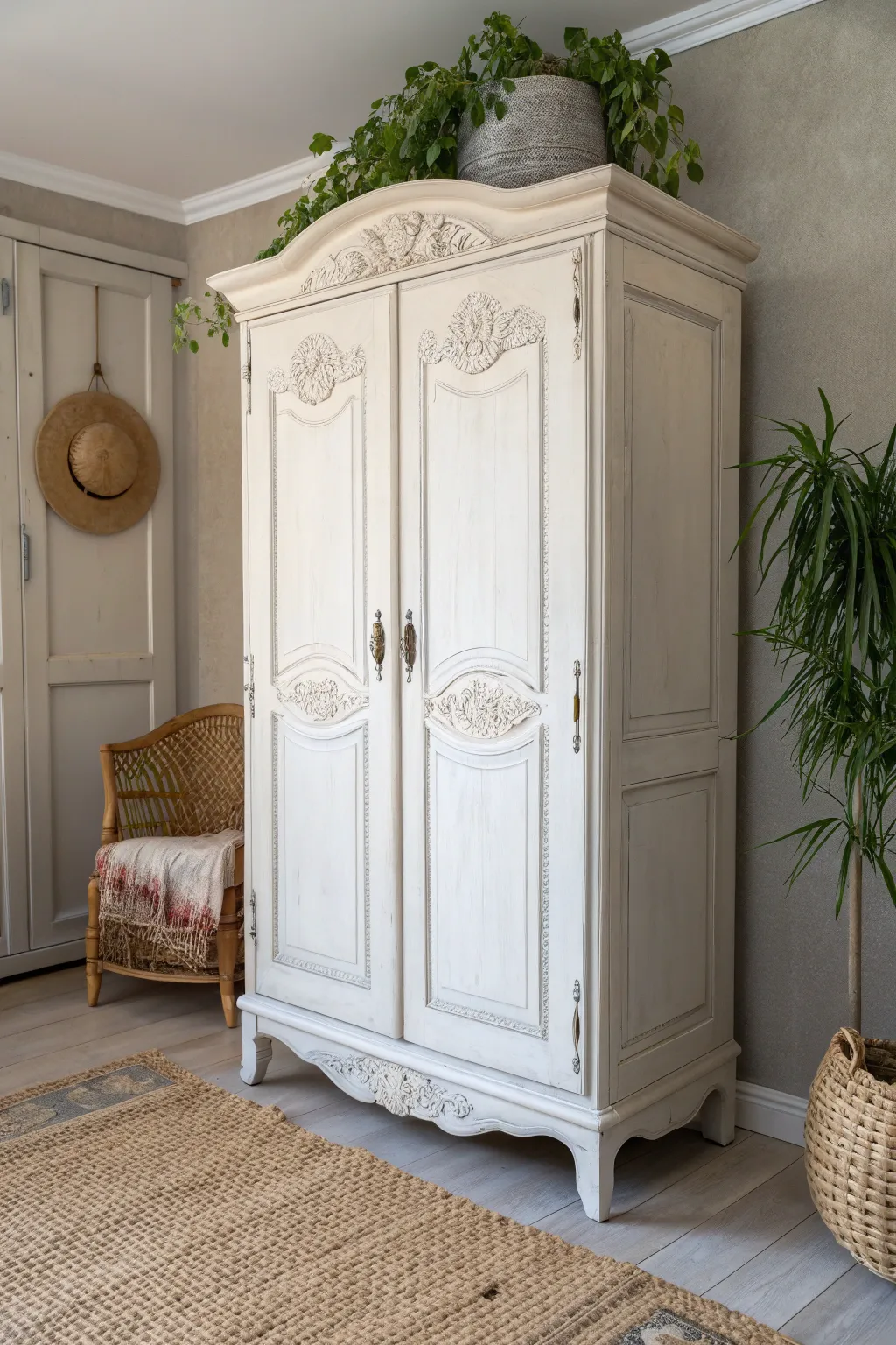 Transform your armoire with vintage charm using chalk paint for a timeless French countryside look.