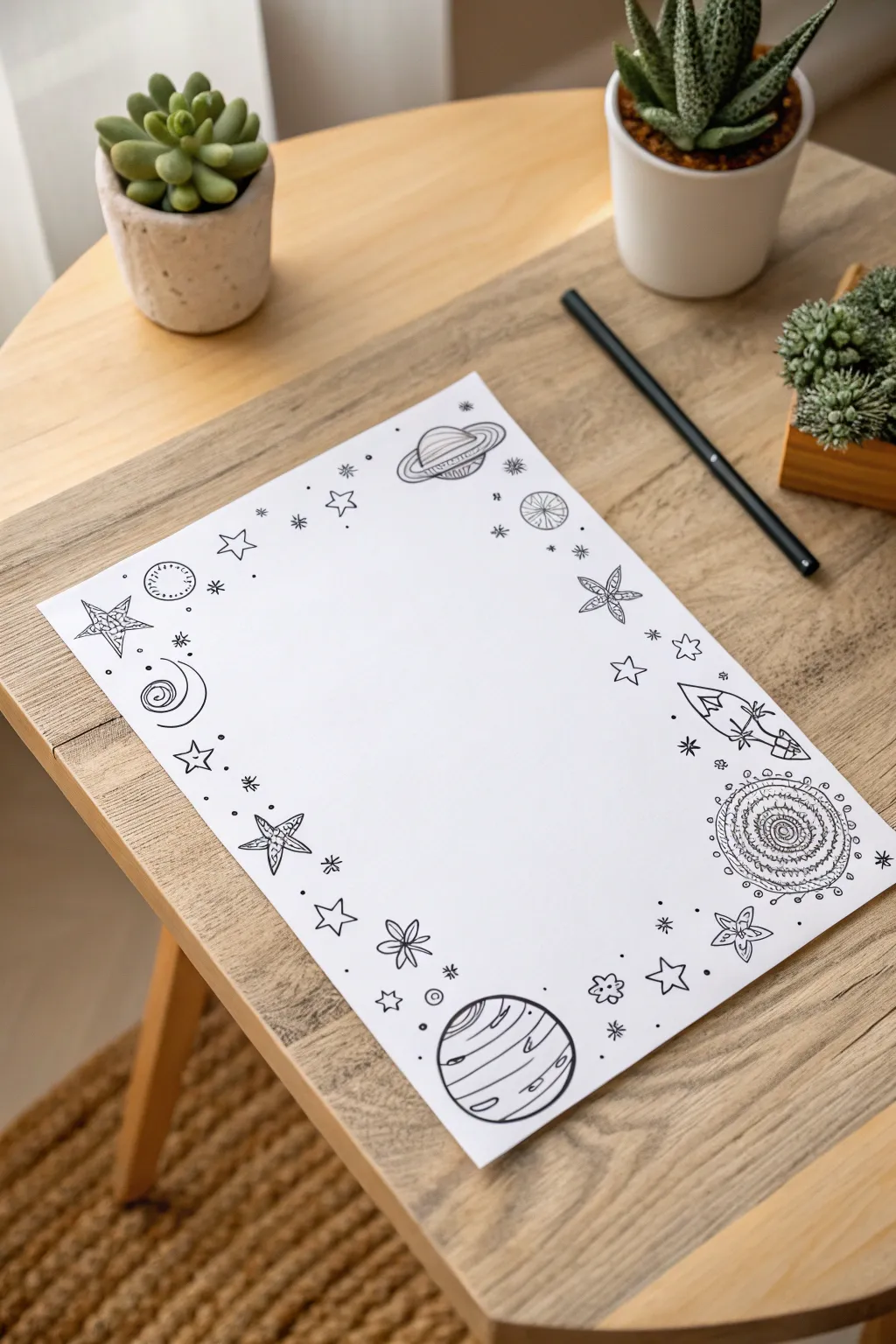 Explore the cosmos from your desk with whimsical doodles that turn simplicity into a universe of creativity.