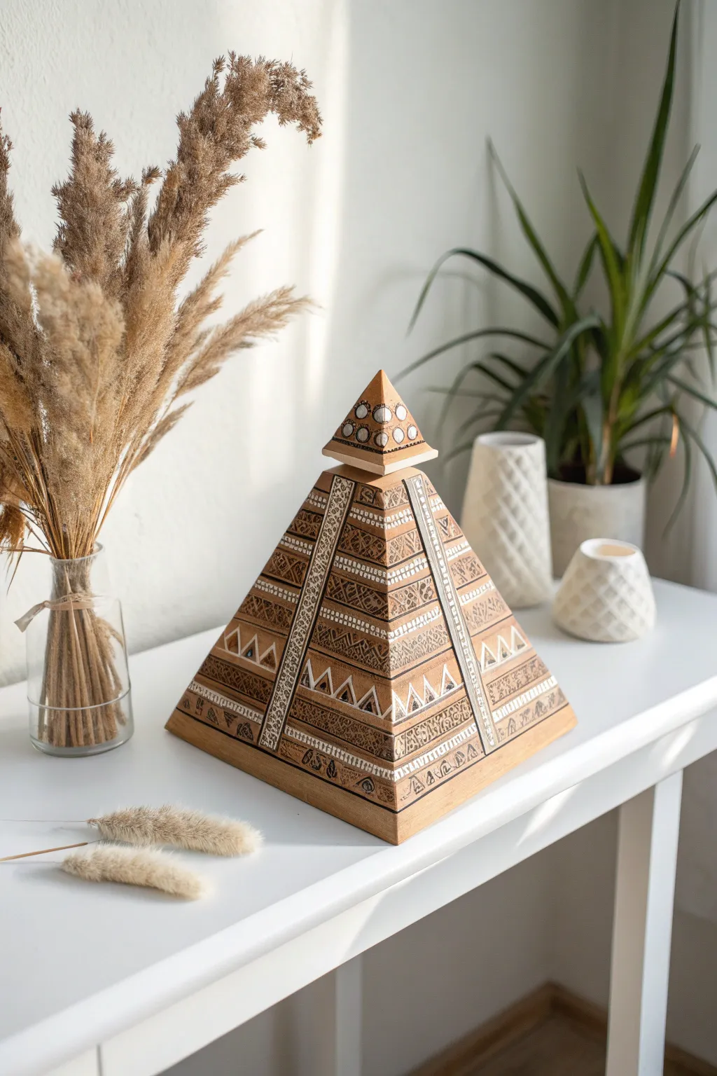 Discover the allure of ancient design with this handcrafted miniature Aztec pyramid—a perfect blend of artistry and simplicity.