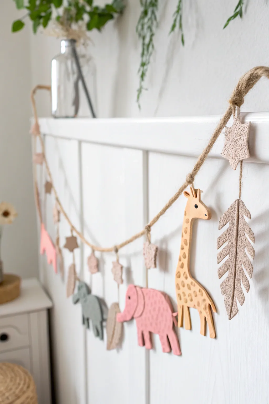 Add a whimsical touch to your baby shower with a charming animal-themed garland!