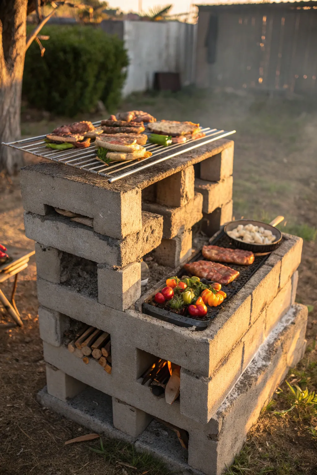 Elevate your backyard cooking game with a multi-level cinder block grill—perfect for the versatile chef who appreciates craftsmanship.