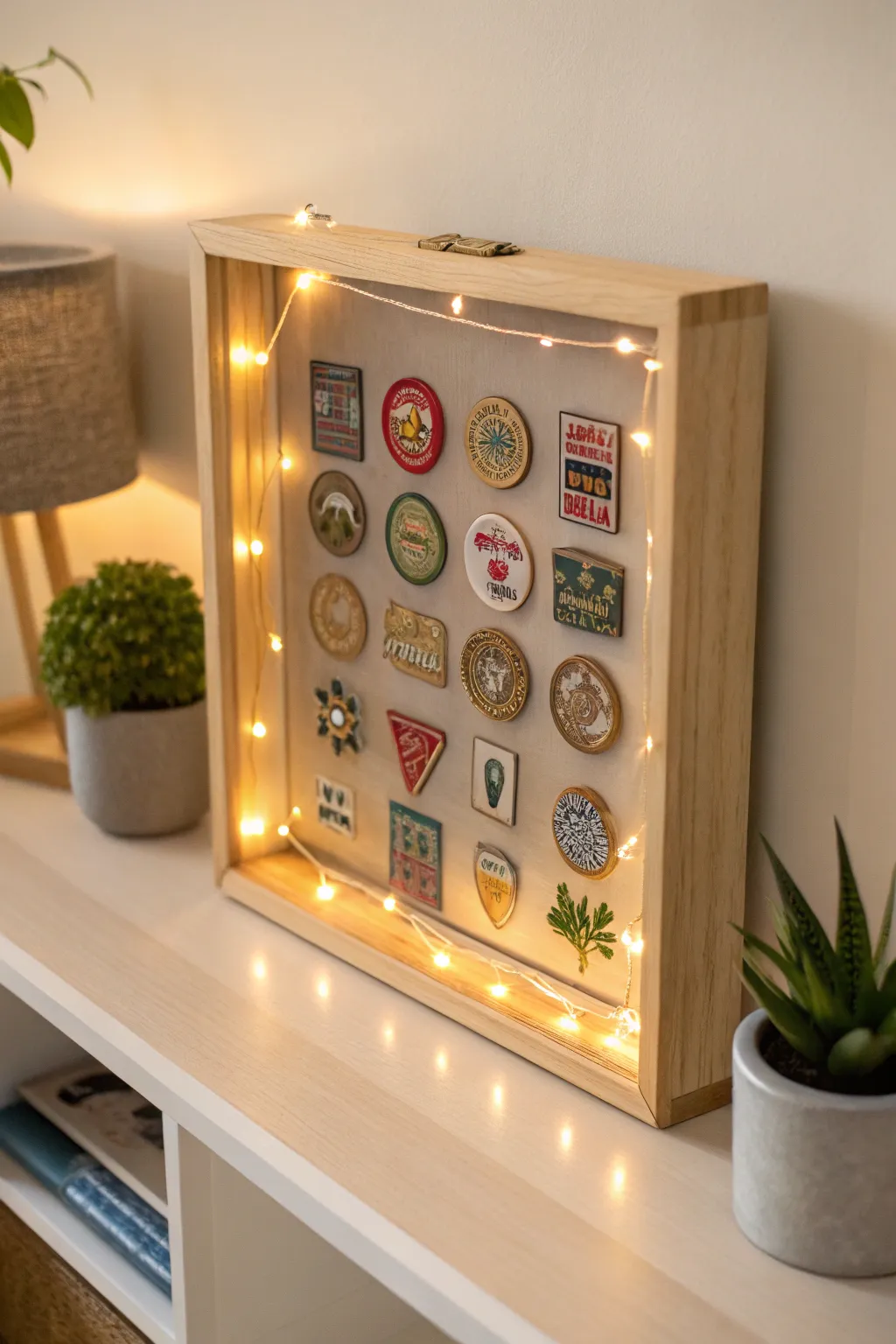 Illuminate your badge collection with a stylish shadow box centerpiece. #CraftedElegance #MinimalistBoho