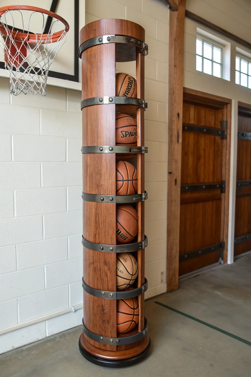 Elevate your garage game with this stylish vertical ball holder.