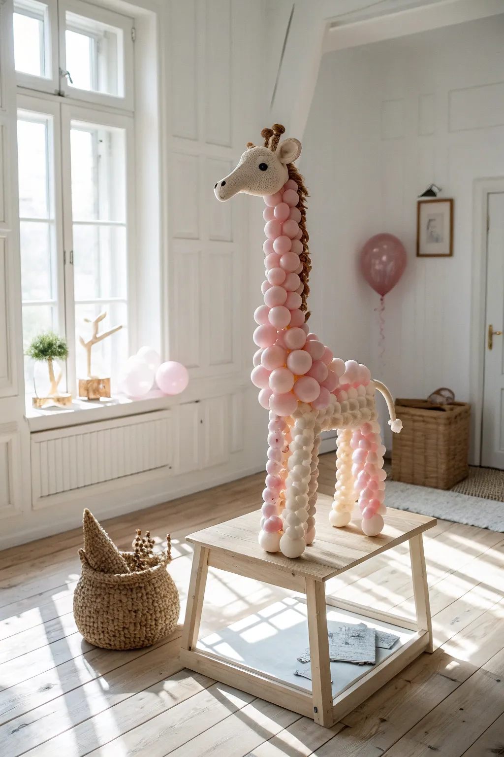 Elevate your decor with this charming balloon giraffe—where minimalism meets whimsy.
