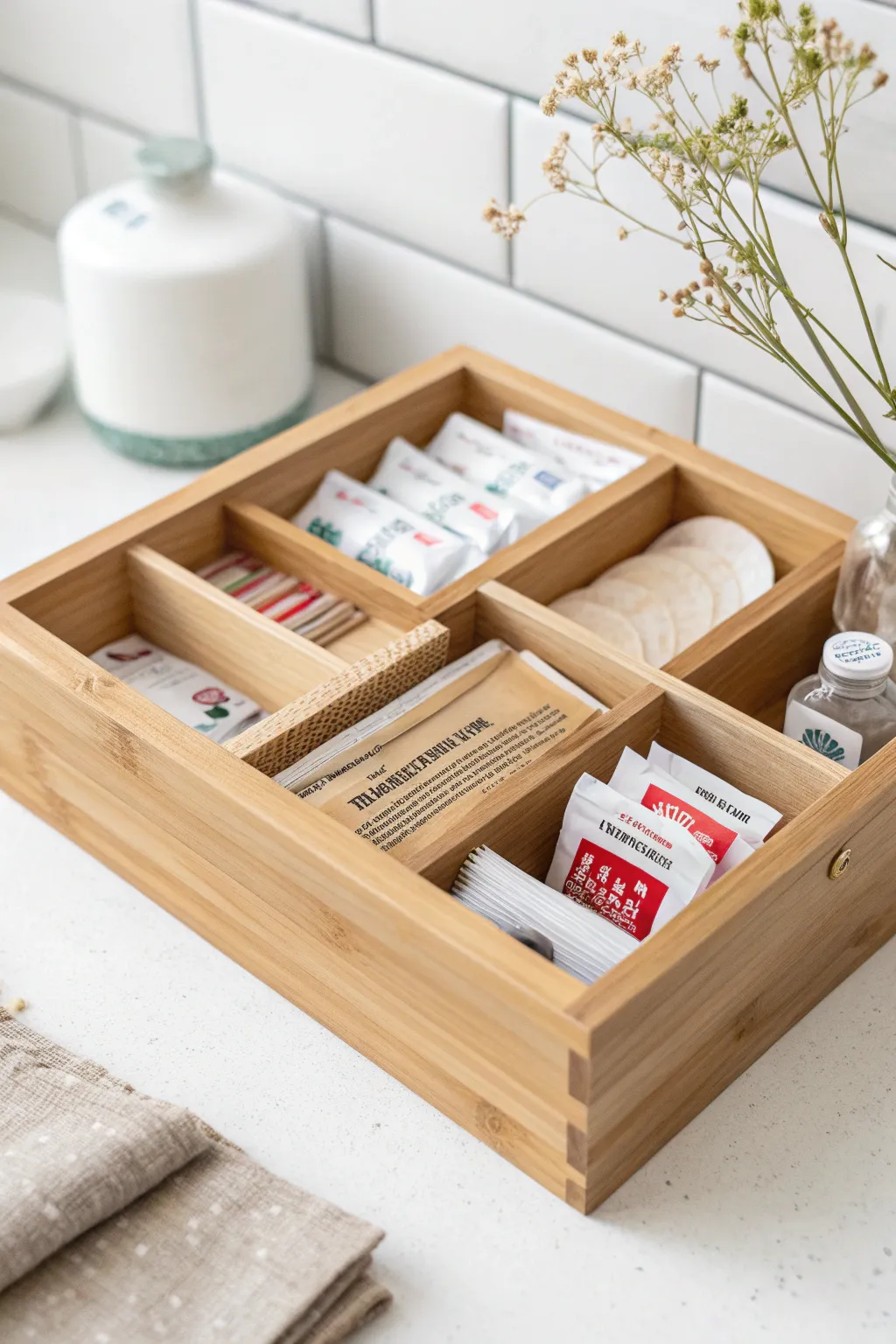 Organize with elegance: Simplify your space with a stylish band-aid bin.