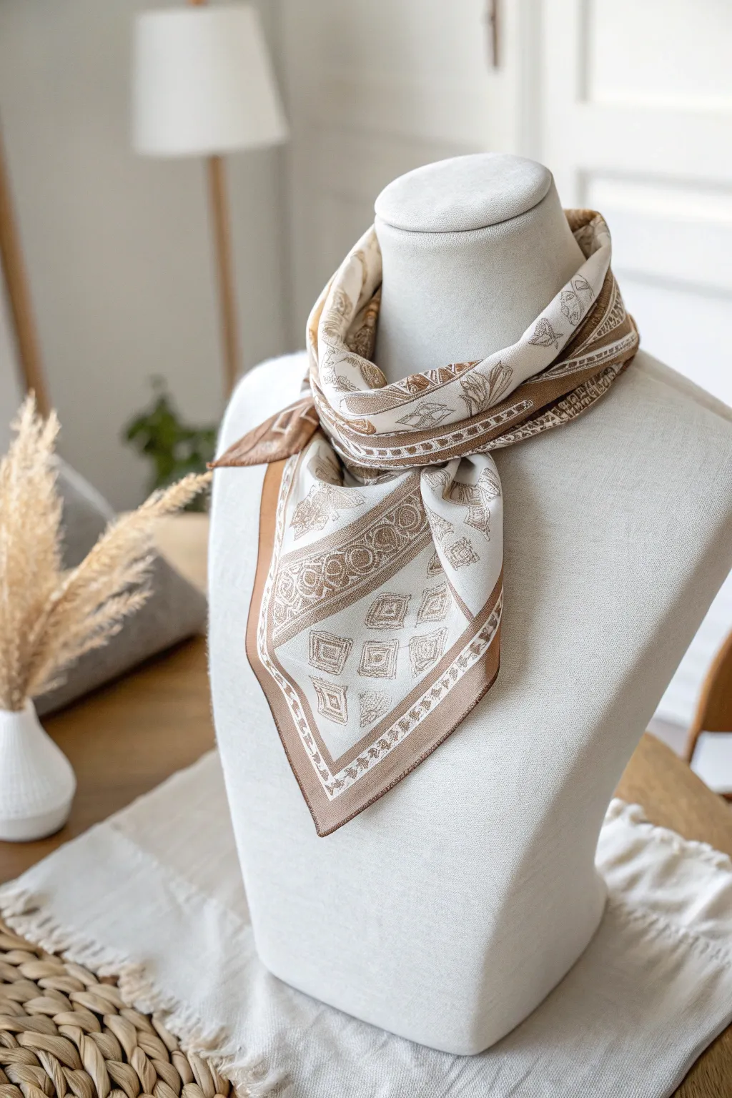 Elevate your style with a touch of minimalist elegance using this chic bandana neck scarf.