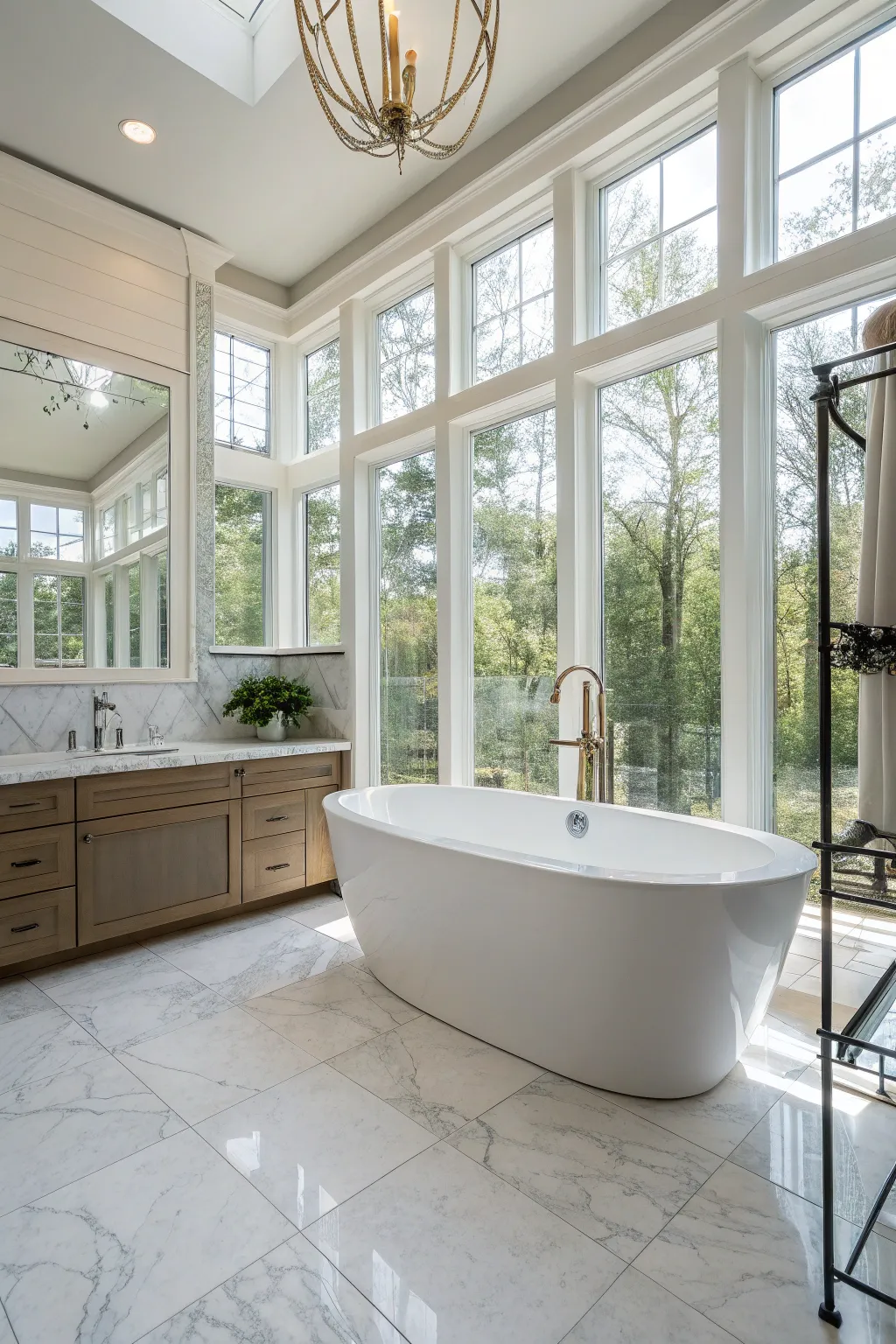 Luxurious freestanding tub as a bathroom centerpiece.
