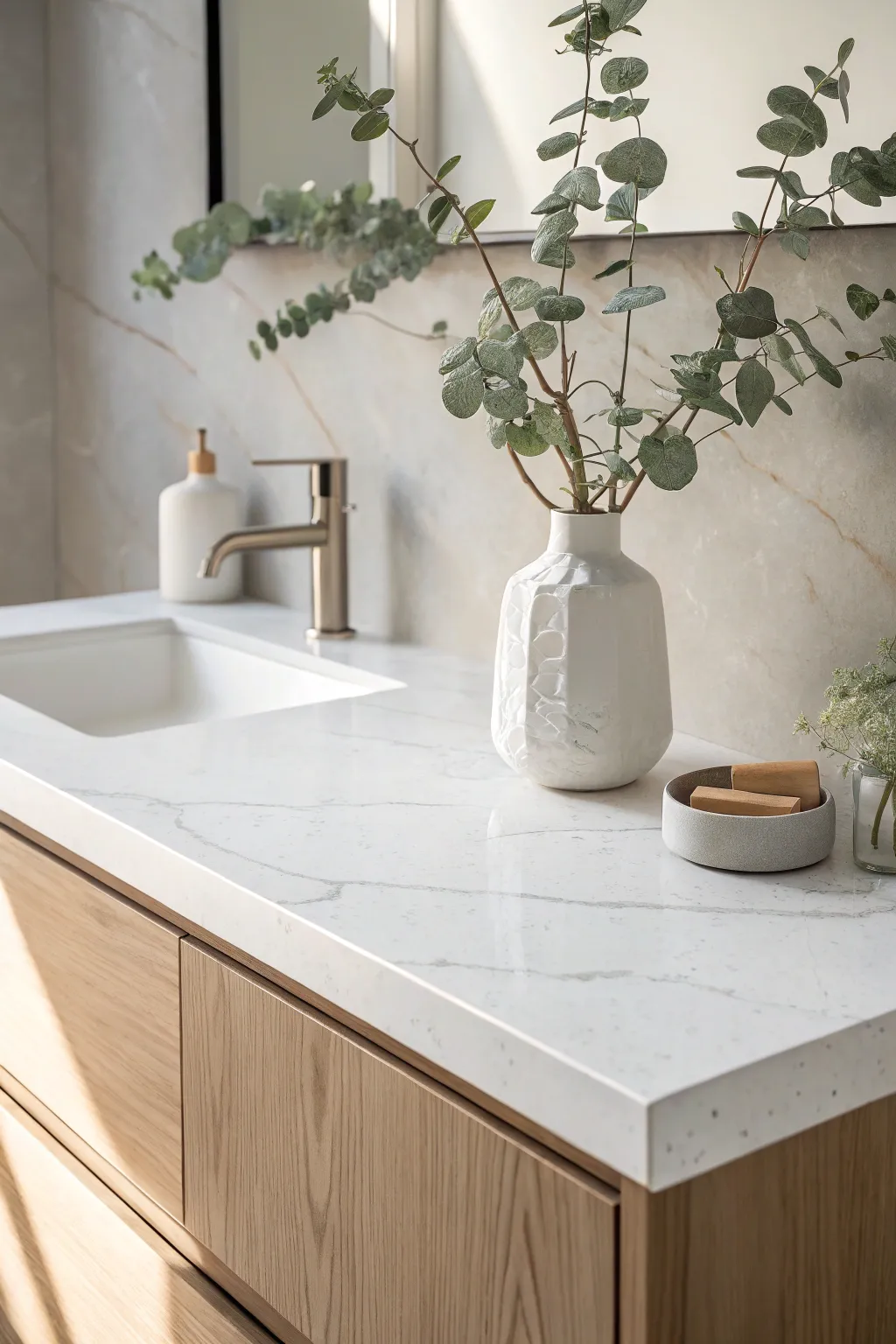 Elevate your space with quartz elegance—minimalism meets natural beauty.