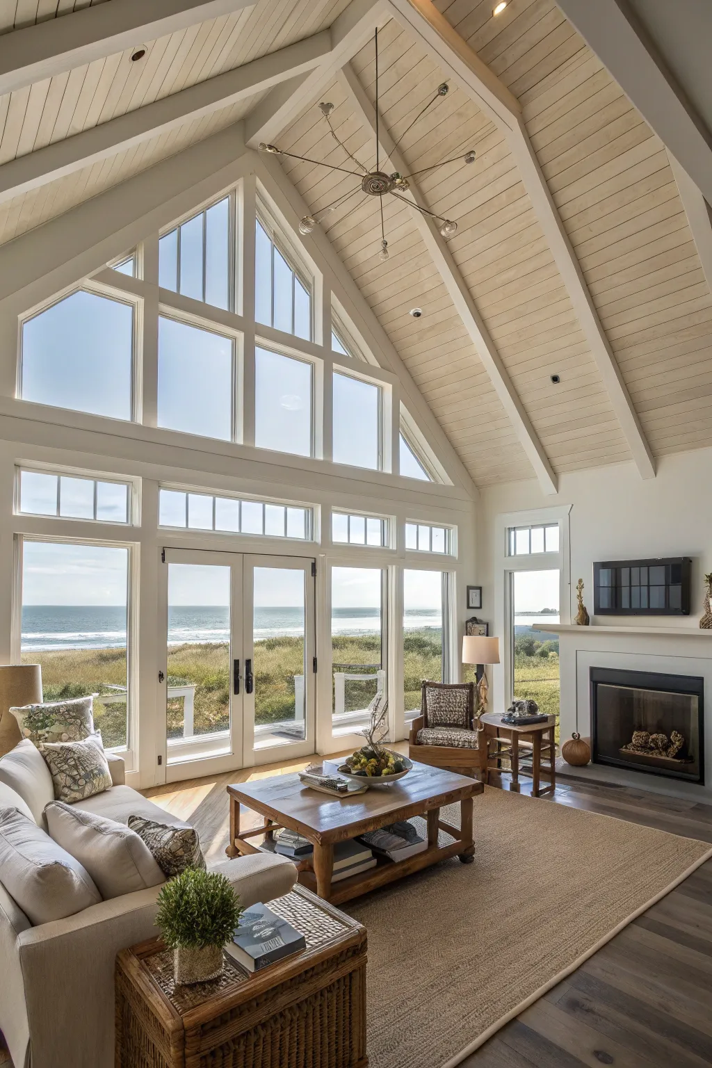 Vaulted ceilings create a sense of space and airiness.