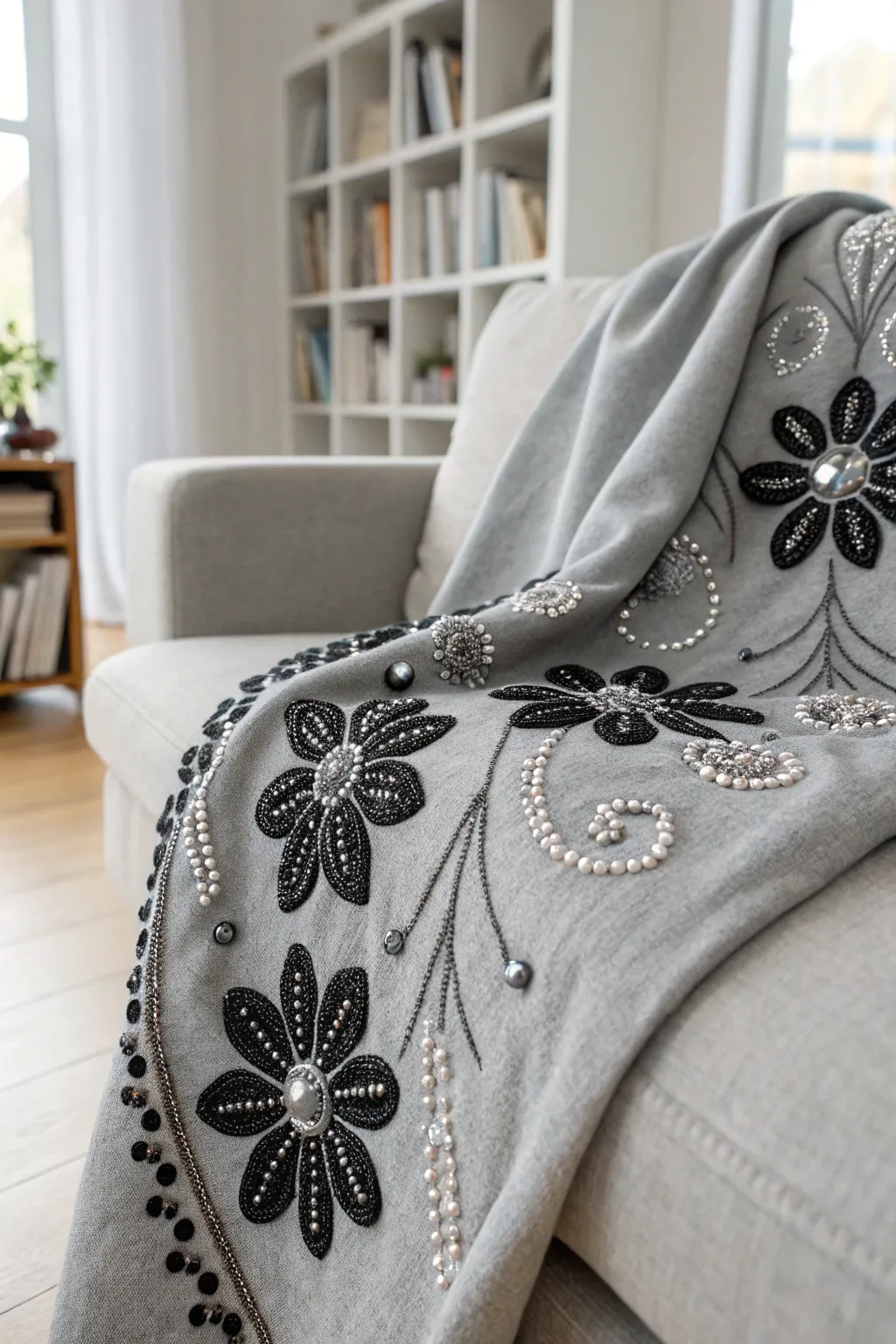 Discover the elegance of monochrome bead embroidery—where simplicity meets sophistication.