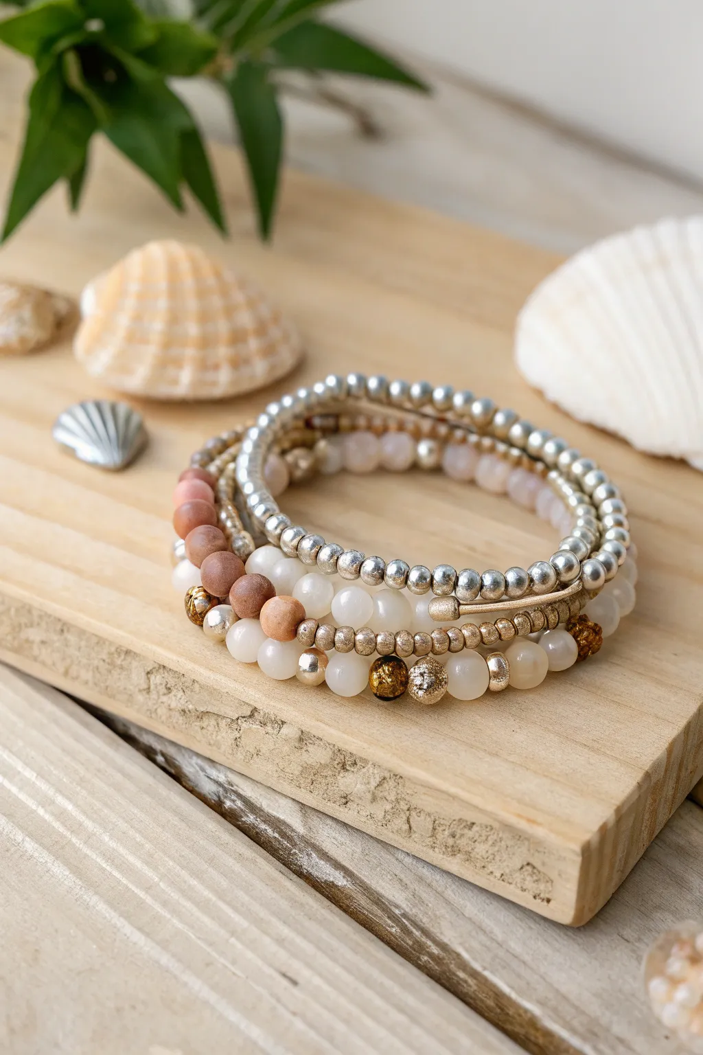 Elevate your style with the art of layering: discover the charm of mixed textures and colors in beaded bracelets.