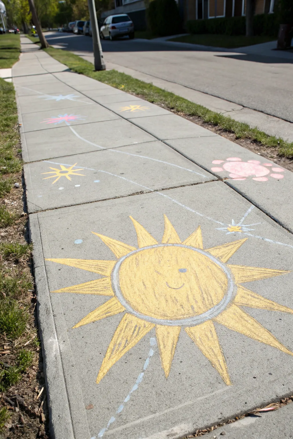 Brighten your day with this simple yet stunning sidewalk sun art, perfect for adding a touch of warmth to your doorstep!