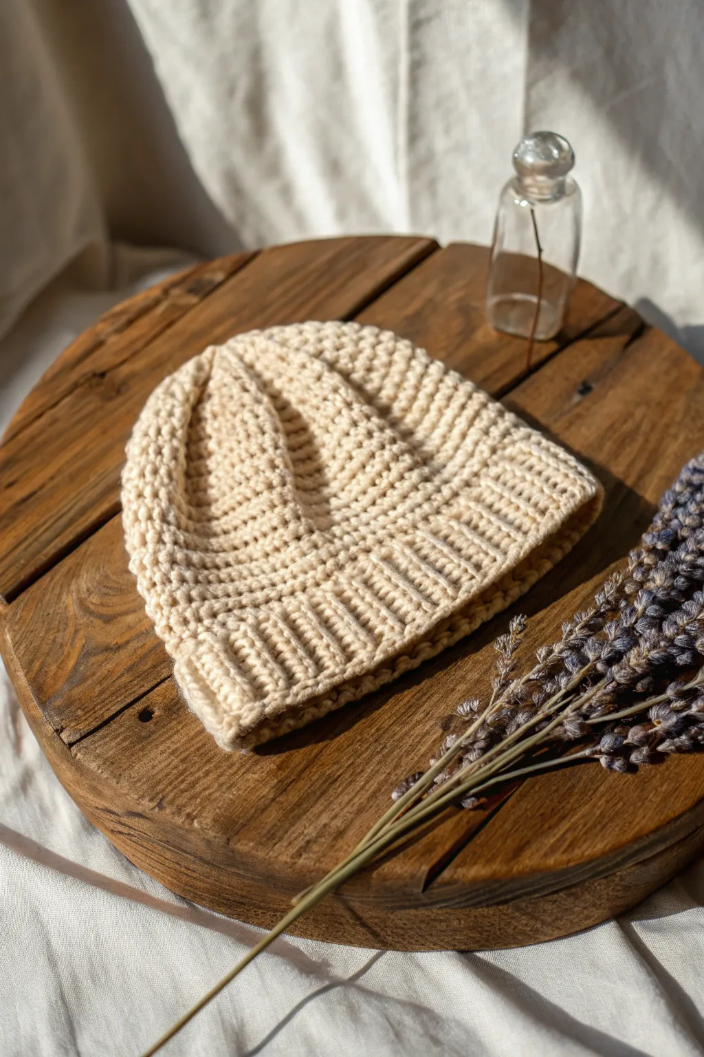 Embrace the art of simplicity with this cozy handmade beanie, your perfect companion for chilly days.