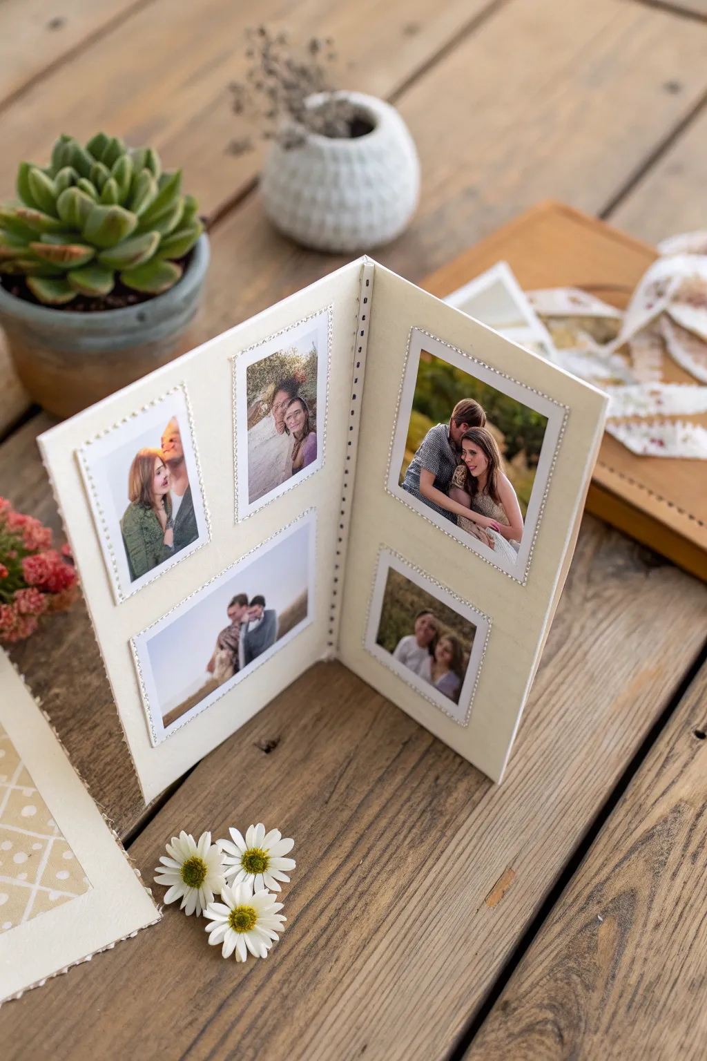 Capture cherished moments with a handcrafted photo collage card, a perfect blend of simplicity and heartfelt memories.
