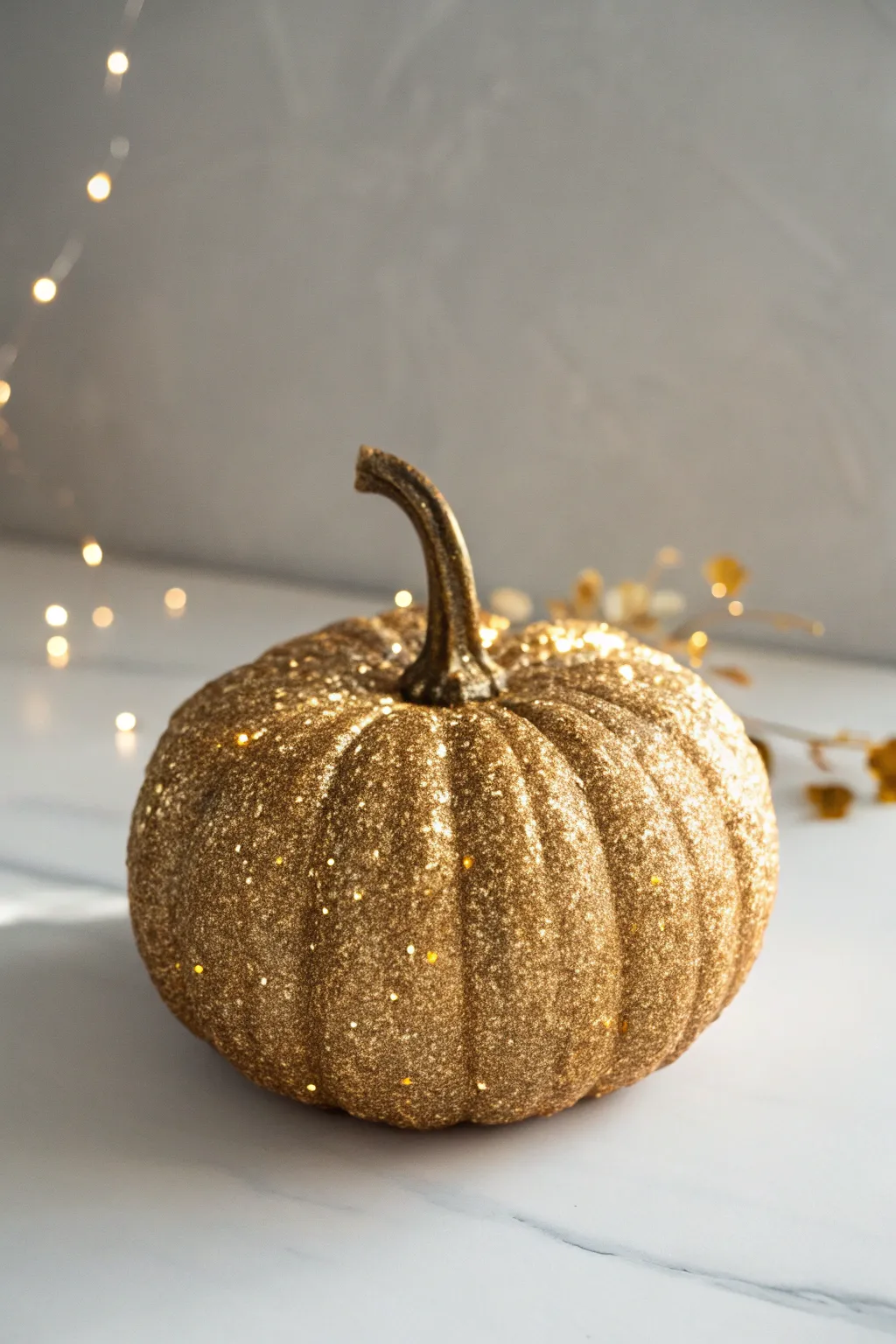 Shimmer into fall with a glittering pumpkin that brings elegance and sparkle to any autumn setting.