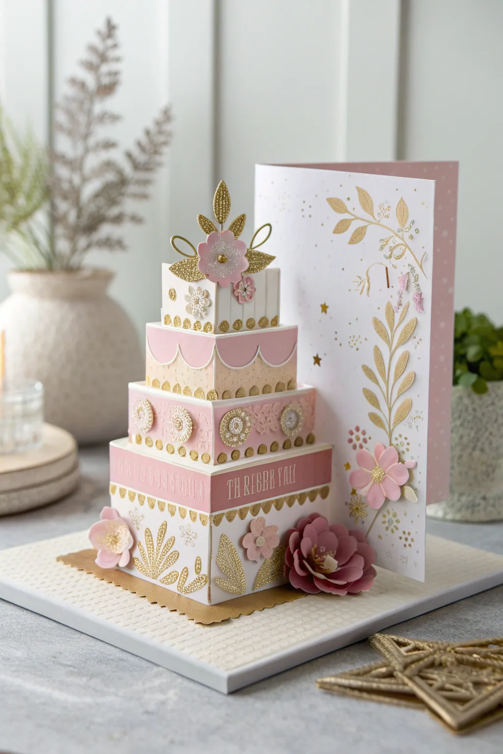 Celebrate with elegance: A stunning layered cake card that brings joy and artistry to the forefront. Perfect for those who appreciate craftsmanship and minimalist beauty.