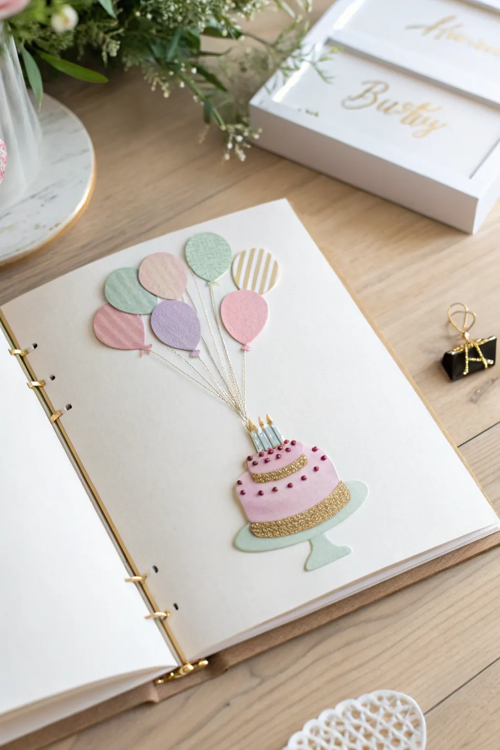 Celebrate life's moments with minimalist charm: a touch of birthday magic for your scrapbook.